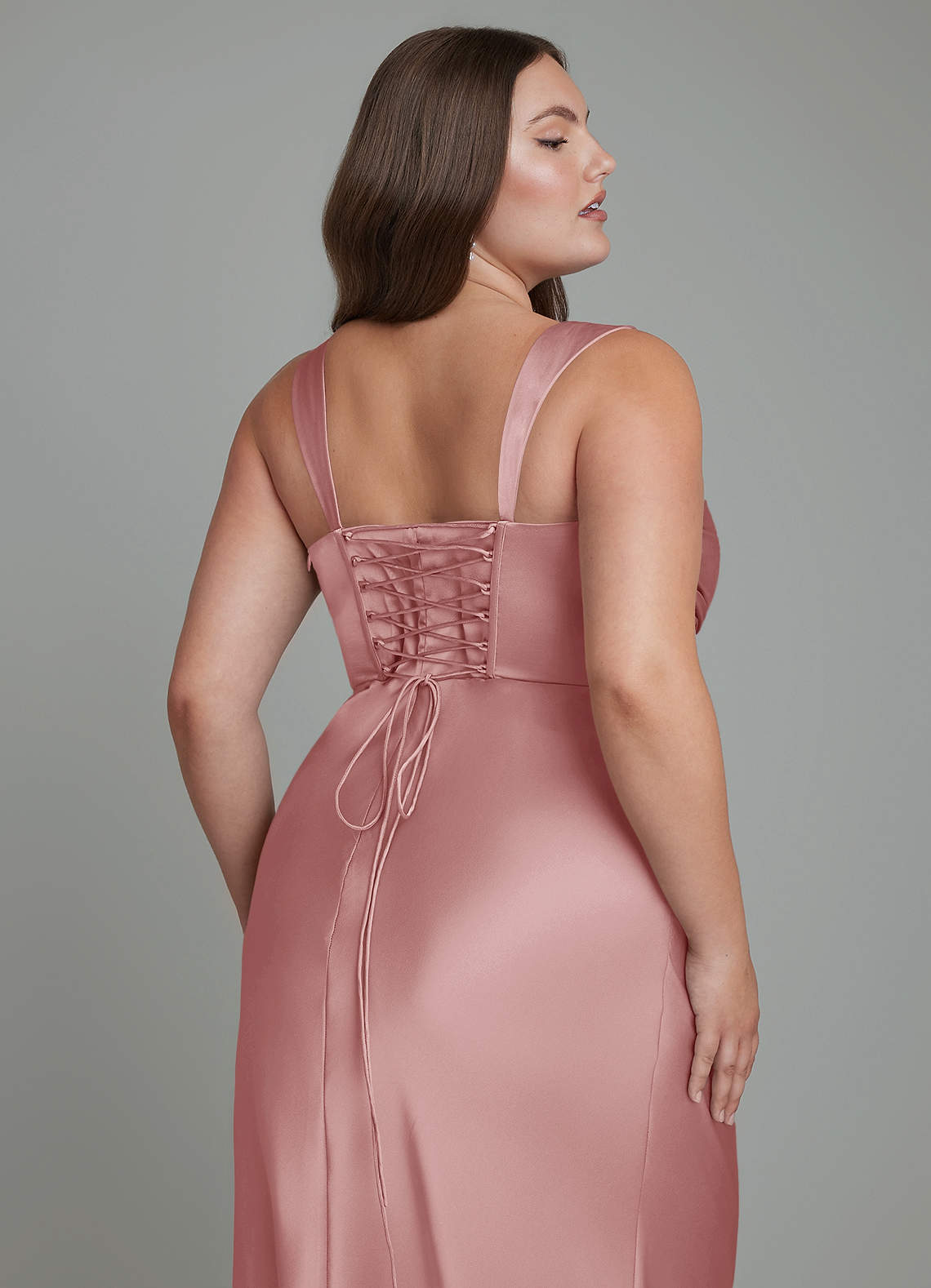 Azazie Agustina Bridesmaid Dresses Dusty Rose Mermaid Corset Stretch Satin Dress image12