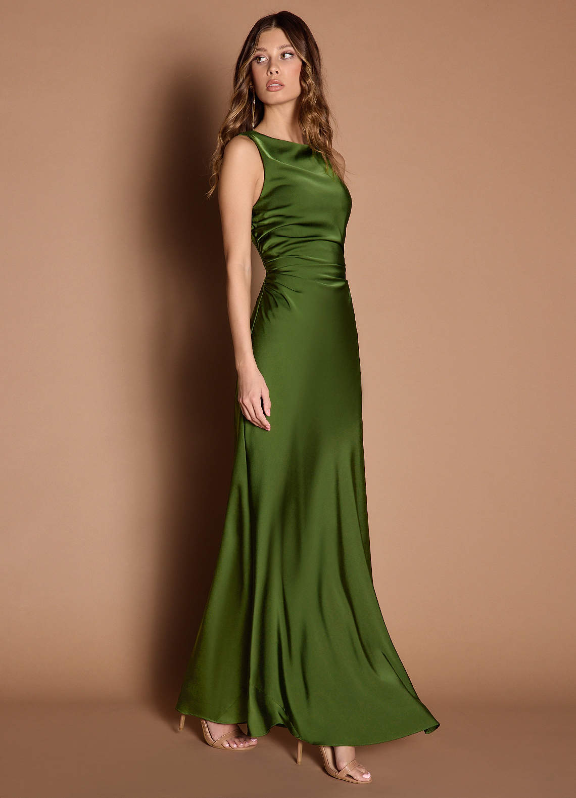 olive green loose dress green dress, green mid length dress, lounge dress, oversized dress, loose fitting green dress, plus size dress main image 0