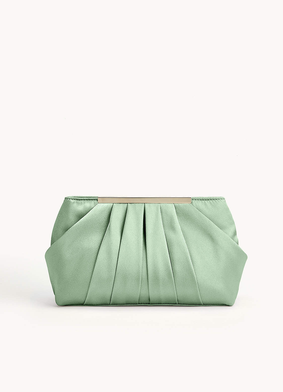 front Matching Color Metallic Satin Pleated Clutch