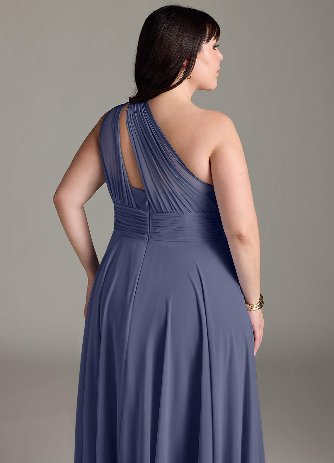 Azazie Charlize Bridesmaid Dresses Stormy A-Line One Shoulder Chiffon Dress image12