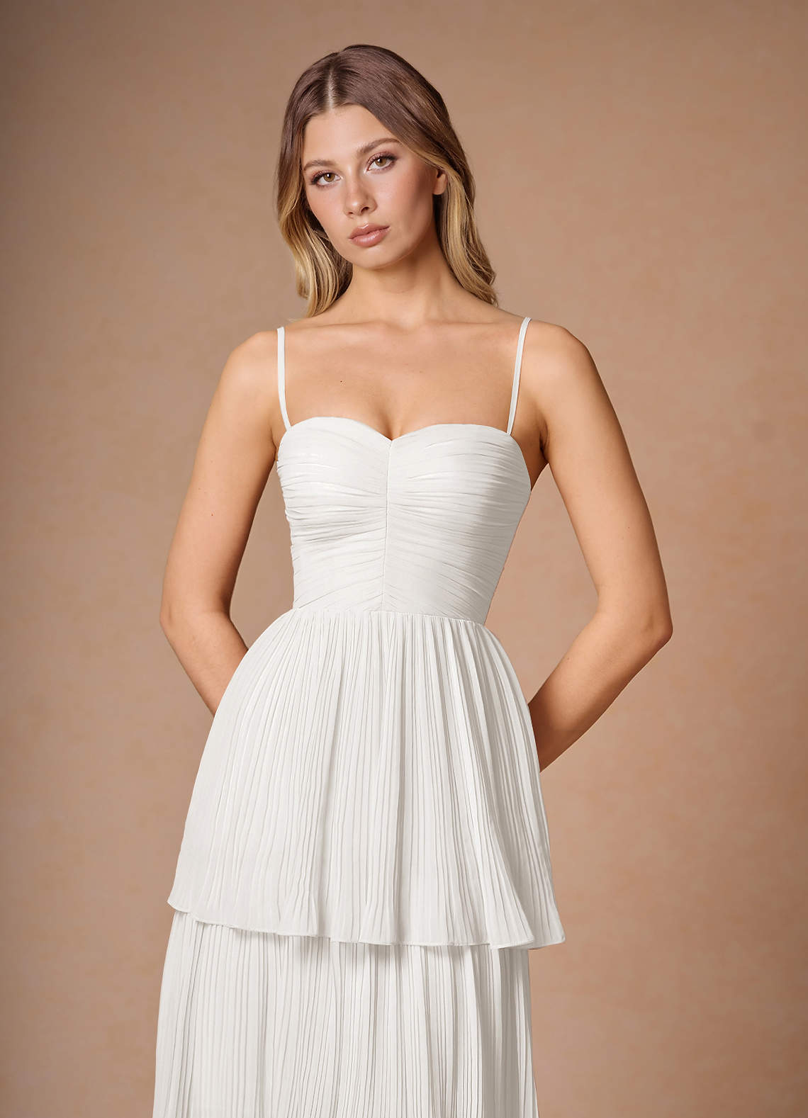 Azazie Isla Wedding Dresses Diamond White A-Line Sweetheart Neckline Chiffon Dress image3