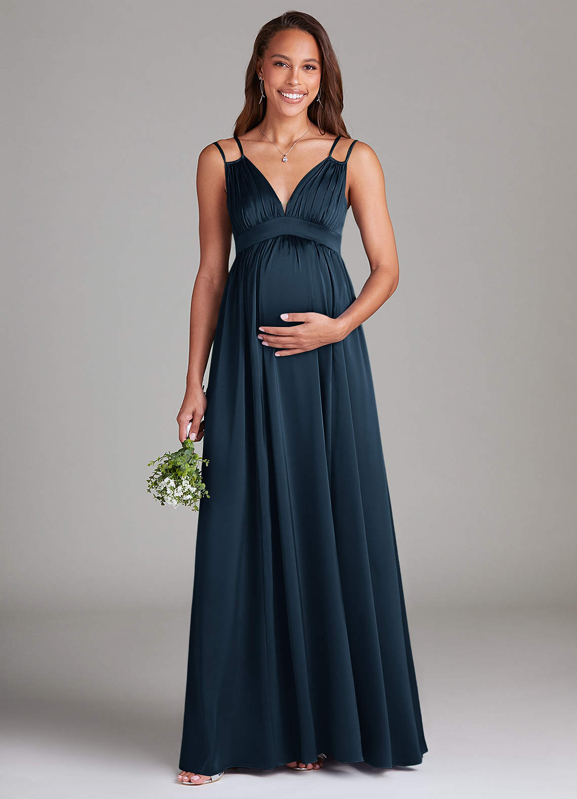 Azazie Emree Dark Navy Maternity Bridesmaid Dresses