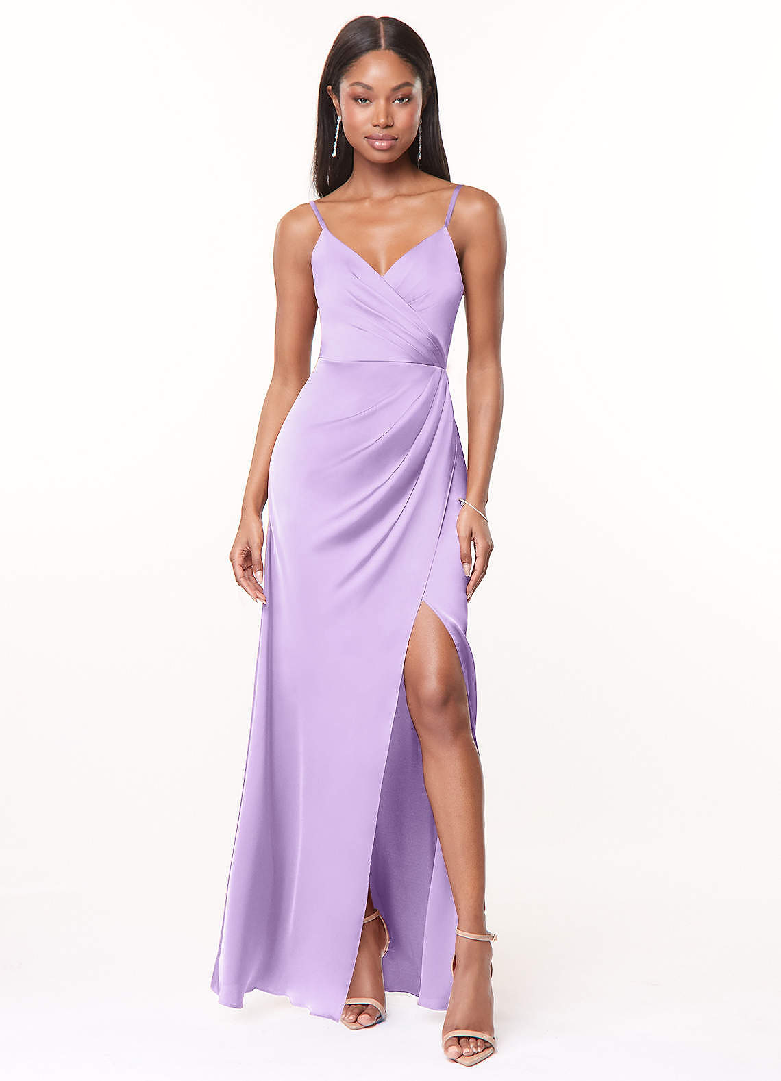 formal dress lilac Shiny Lilac Long Prom Dresses Tiered Formal Dress with Strap FD2954 –  Viniodress main image 0
