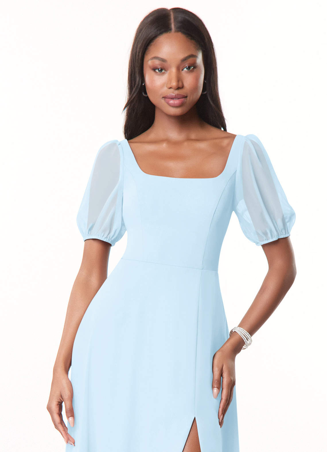 azazie sky blue bridesmaid dresses When you nail the perfect blue bridesmaid dresses and PJ's . . Bridesmaids Dresses: Azazie, Color is sky blue and fabric is stretch crepe! PJ's: Amazon