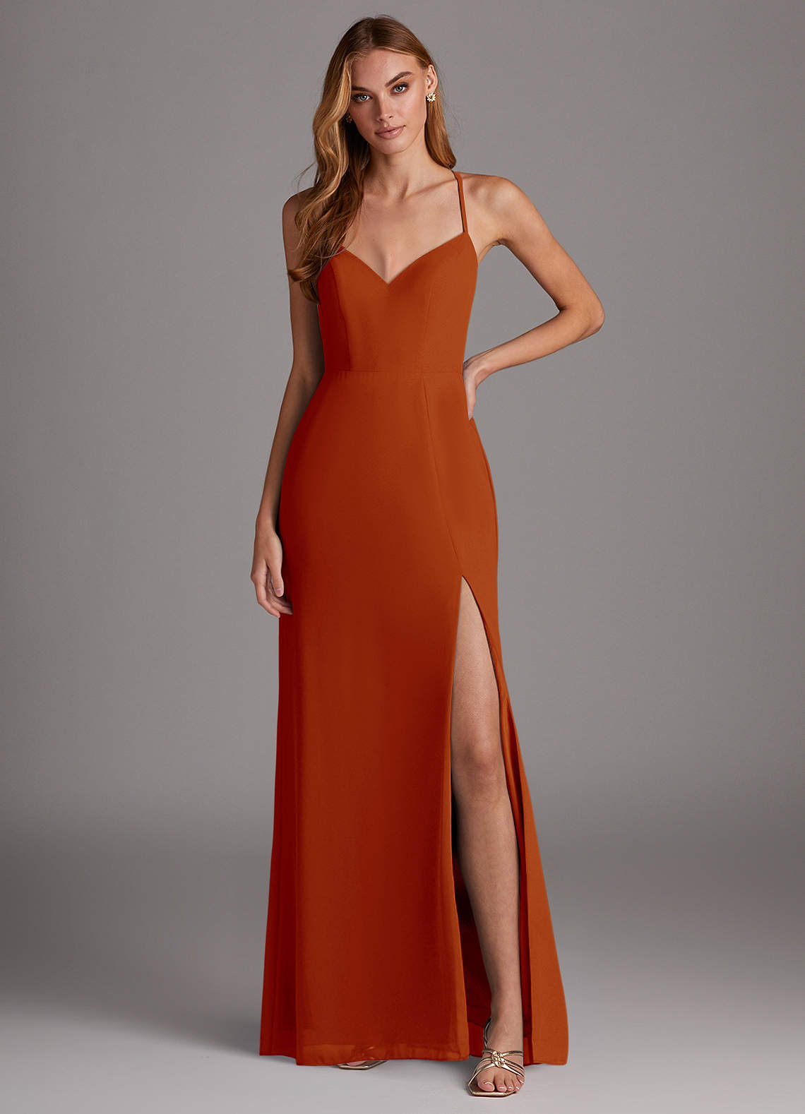 evening dress manila Azazie Manila Ready to Ship Steel Blue Chiffon Bridesmaid Dresses