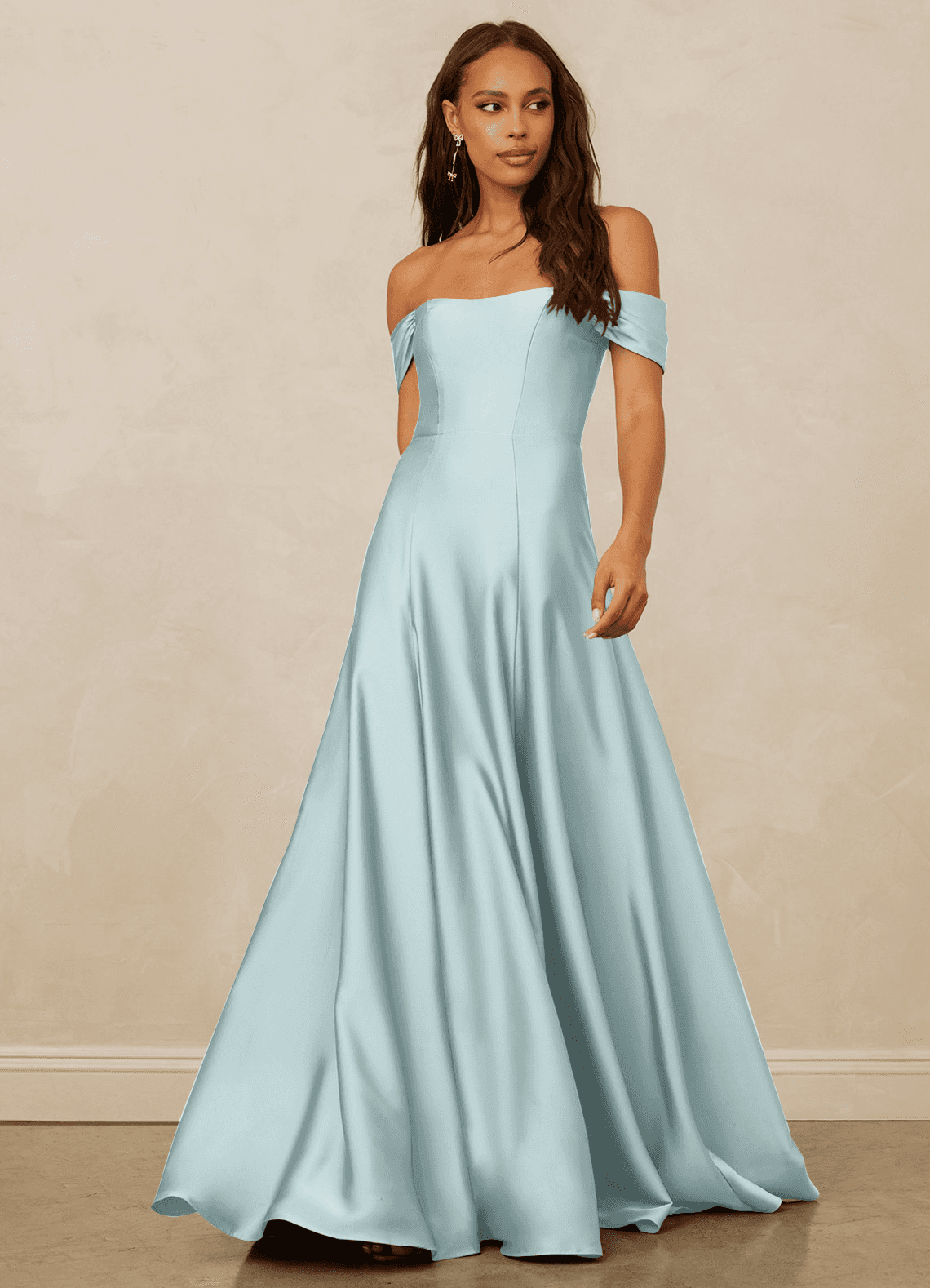 Christian Siriano Bridal for Azazie 1002 Bridesmaid Dresses Mist A-Line Off the Shoulder Stretch Satin Convertible Dress image1