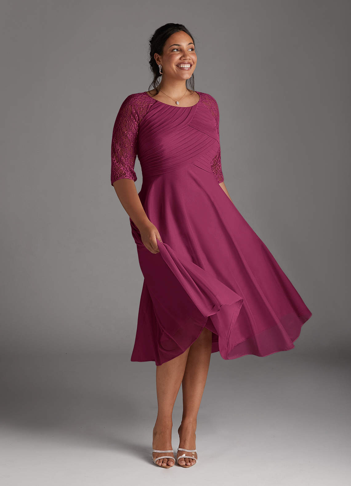 Azazie Gracelyn Kleider für die Brautmutter A-Linie Spitze Kleid Maulbeerrot image1