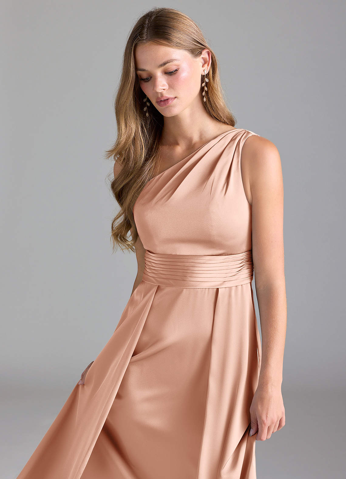 slim fit dress slacks Mermaid Short Sleeves Rose Gold Sequins Long Bridesmaid Dress – FancyVestido main image 0