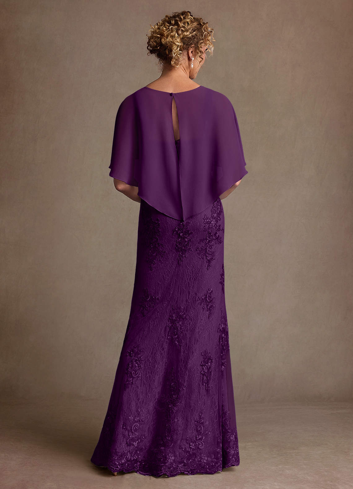 Azazie Amrita Mother of the Bride Dresses Grape Mermaid Lace Chiffon Dress image2