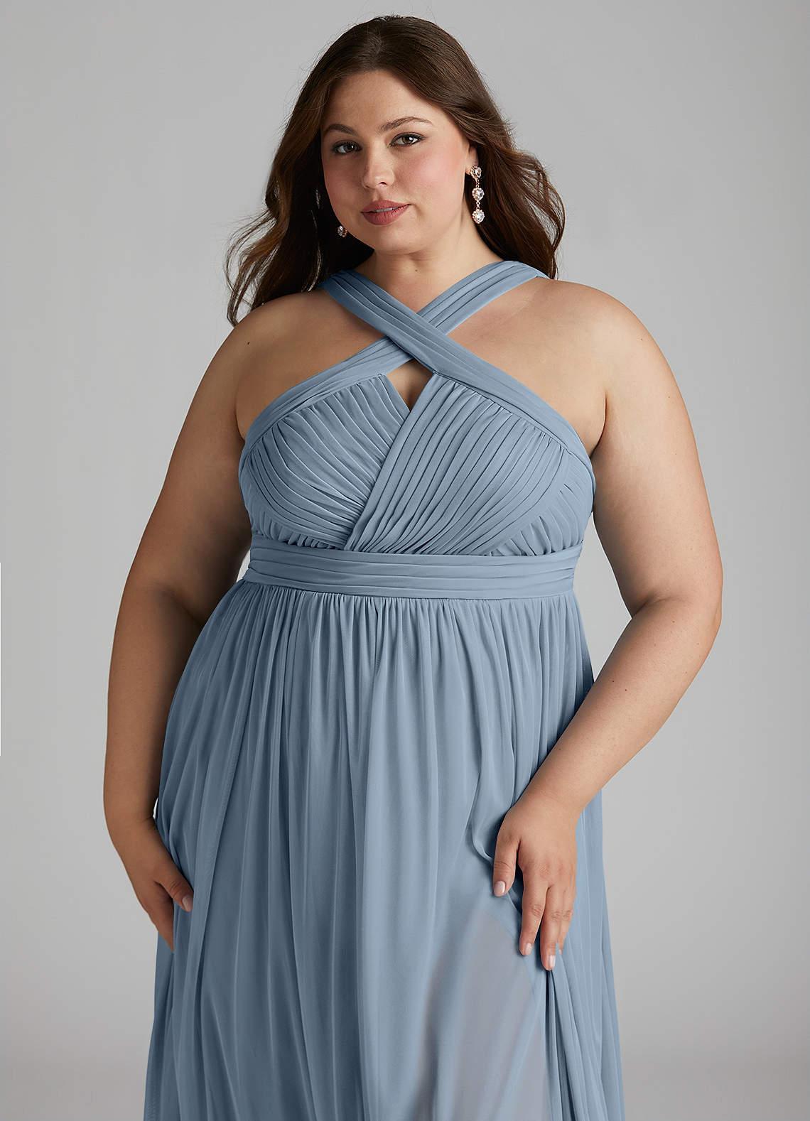 Azazie Hillian Ready to Ship Dusty Blue Mesh Bridesmaid Dresses | Azazie