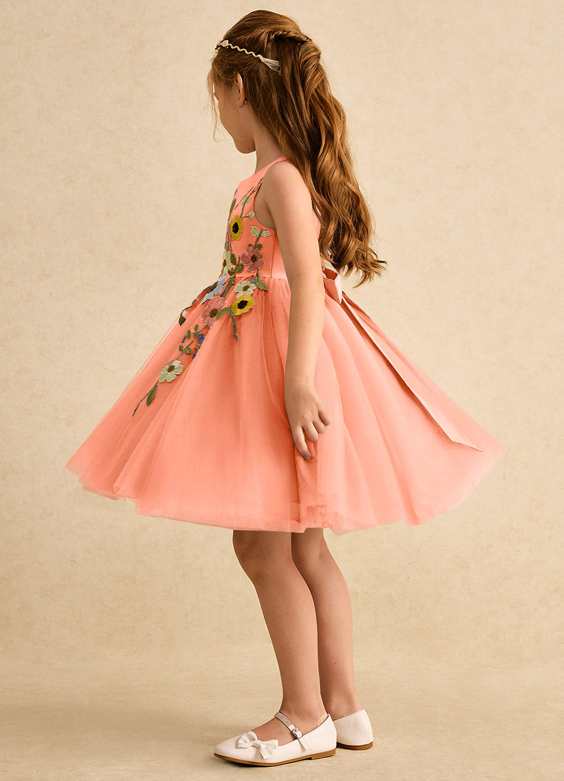 Azazie Prima Flower Girl Dresses Sunset A-Line Bow Tulle Dress image3