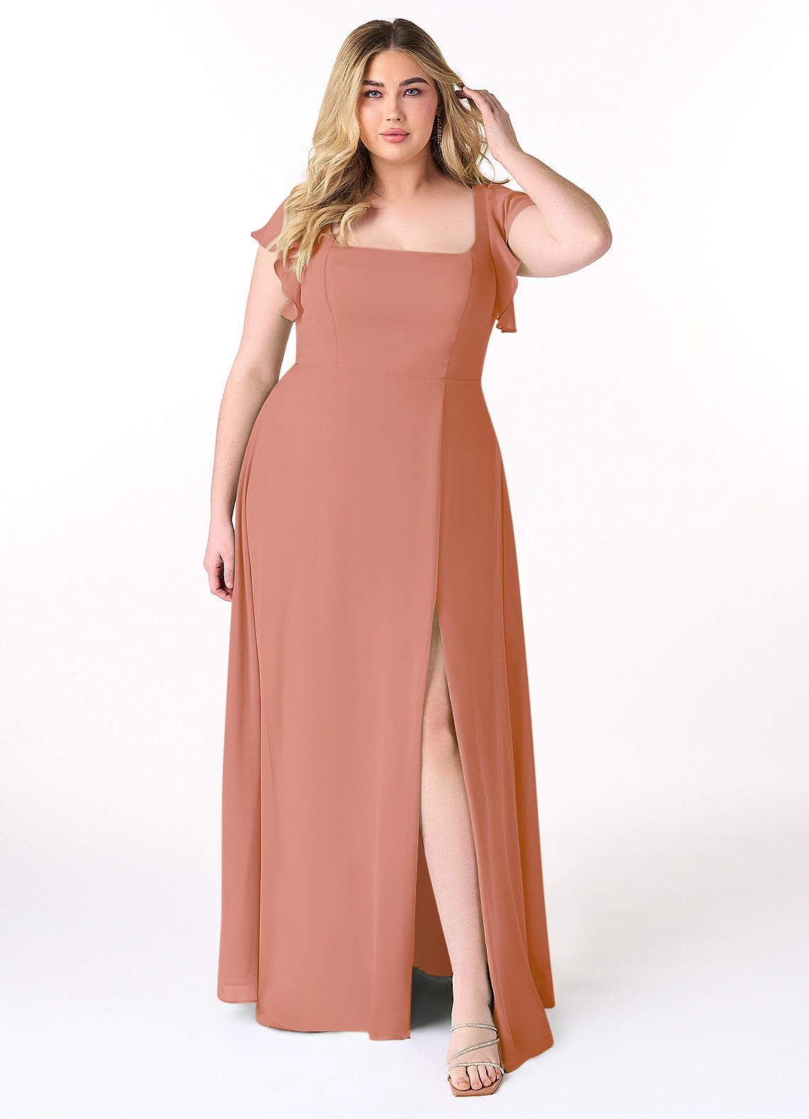 Azazie Bondi Bridesmaid Dresses MAI TAI A-Line Ruffled Chiffon Dress image6