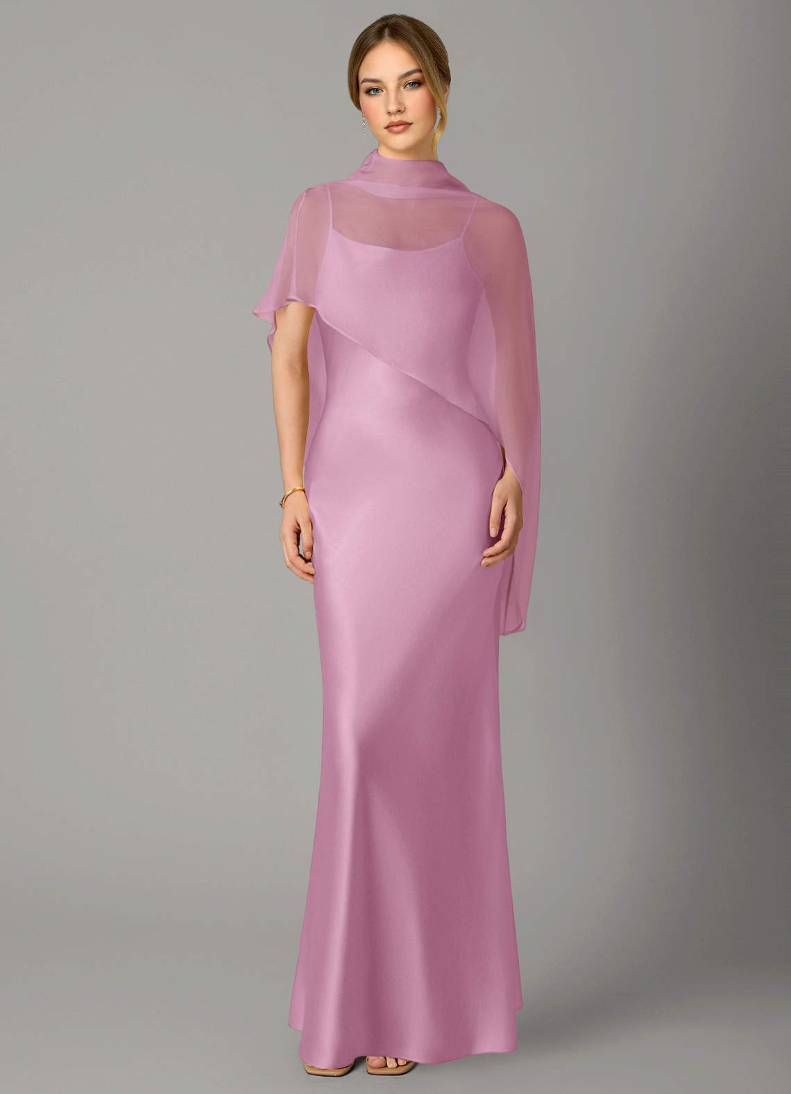 high neck pink bridesmaid dress Azazie Jaleesa La Femme 32412 Lace Sleeping Beauty Color:Gold/Ivory/Gold Waist 65cm
