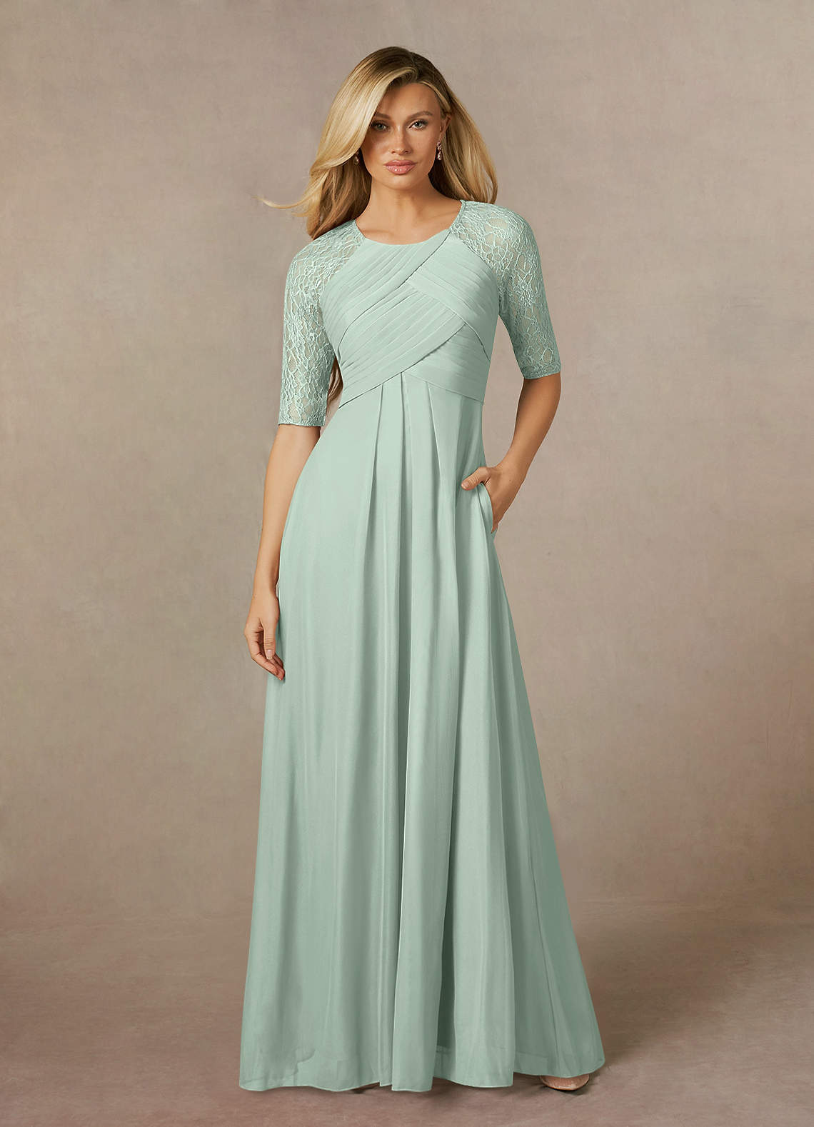 Azazie Raelyn Kleider für die Brautmutter A-Linie Spitze Gittergewebe Kleid Agave image1
