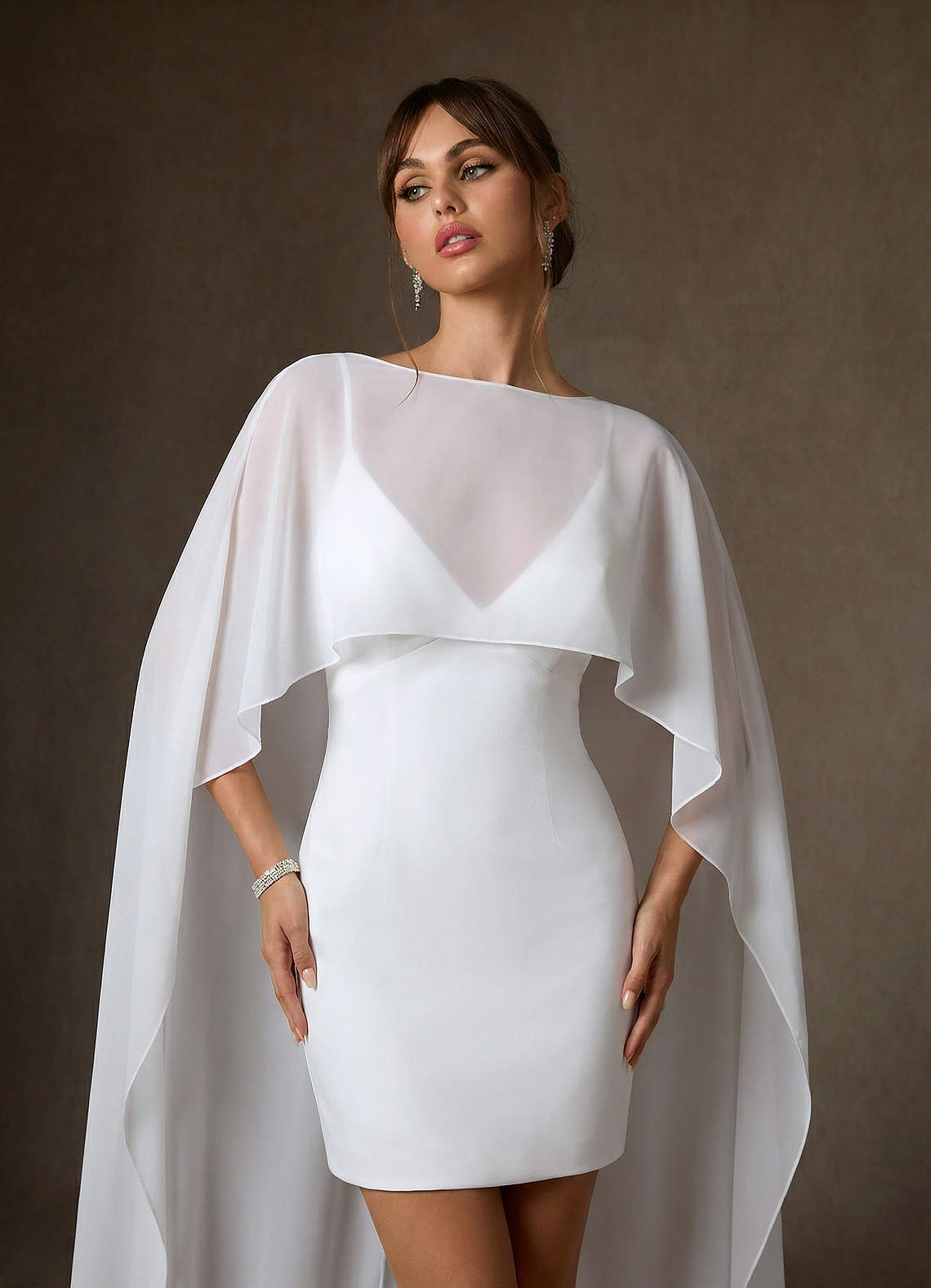 Azazie Caity Bröllopsklänningar Klä av Tubklänning i Stretch Satin Diamantvit image1