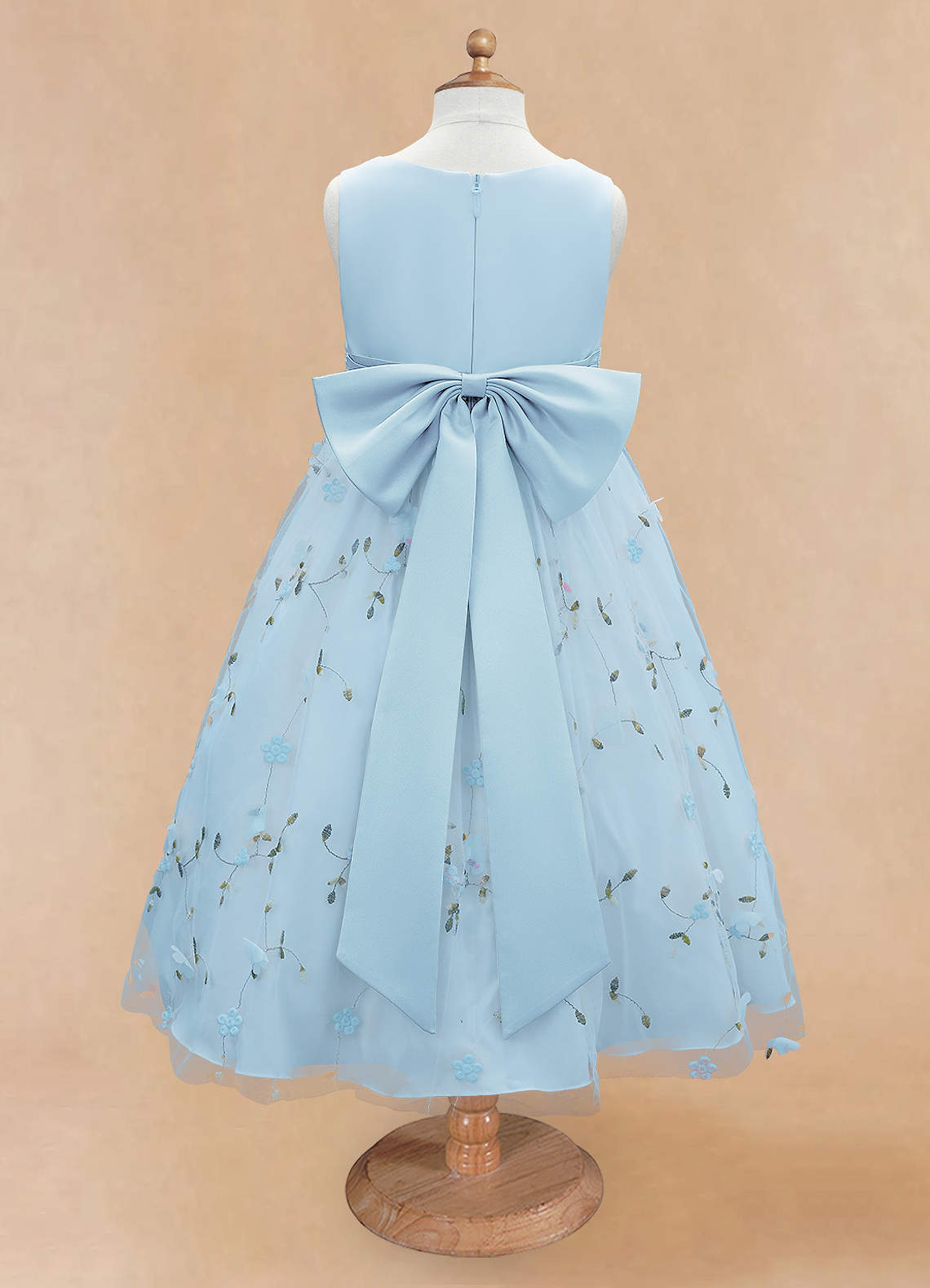 Azazie Pollie Flower Girl Dresses Sky Blue A-Line Bow Tulle Dress image11