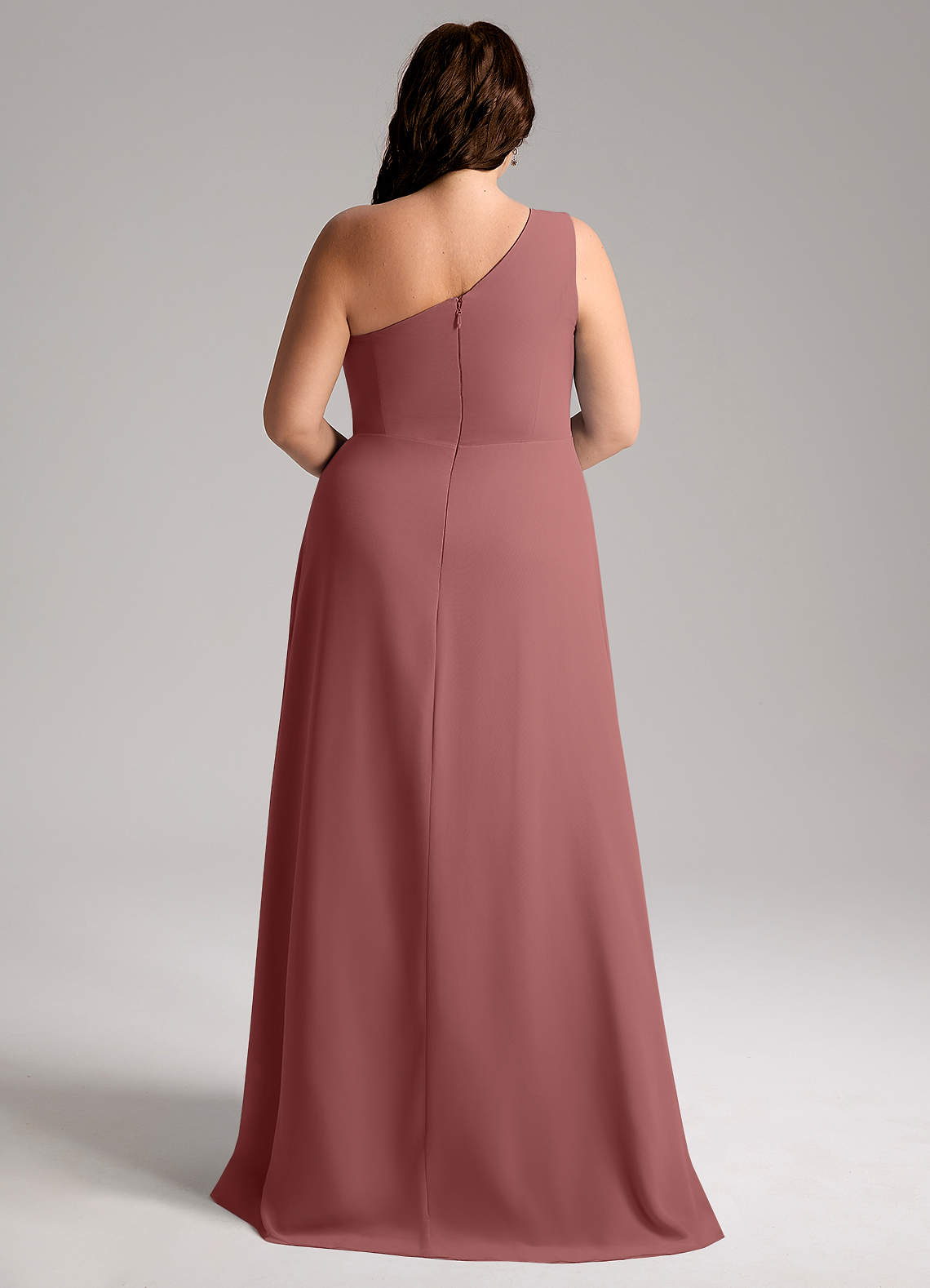 Azazie Brooke Bridesmaid Dresses Amethyst A-Line One Shoulder Chiffon Dress image9