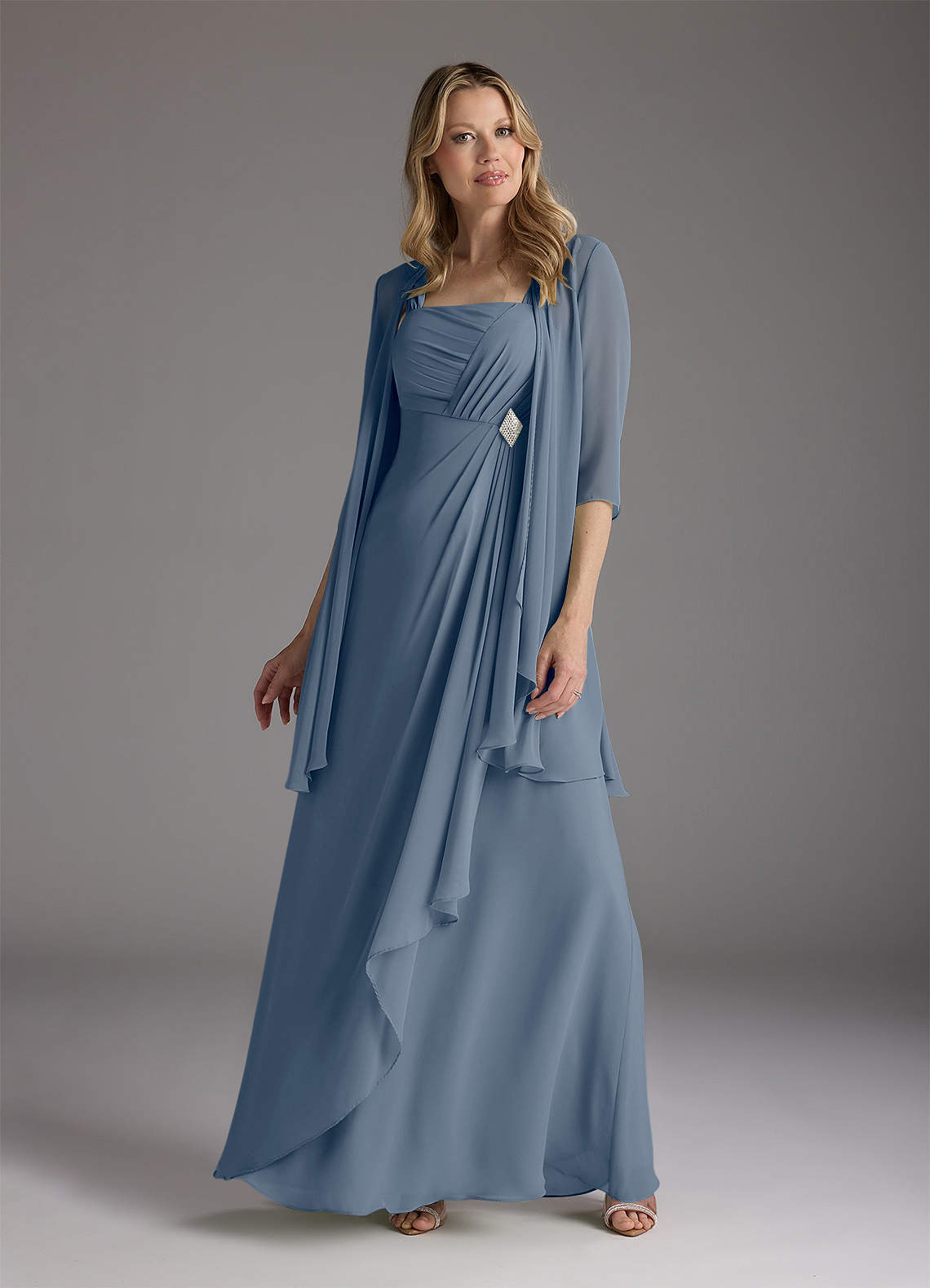 Azazie Weisz Mother of the Bride Dresses Twilight A-Line Square Neckline Pleated Chiffon Dress image1