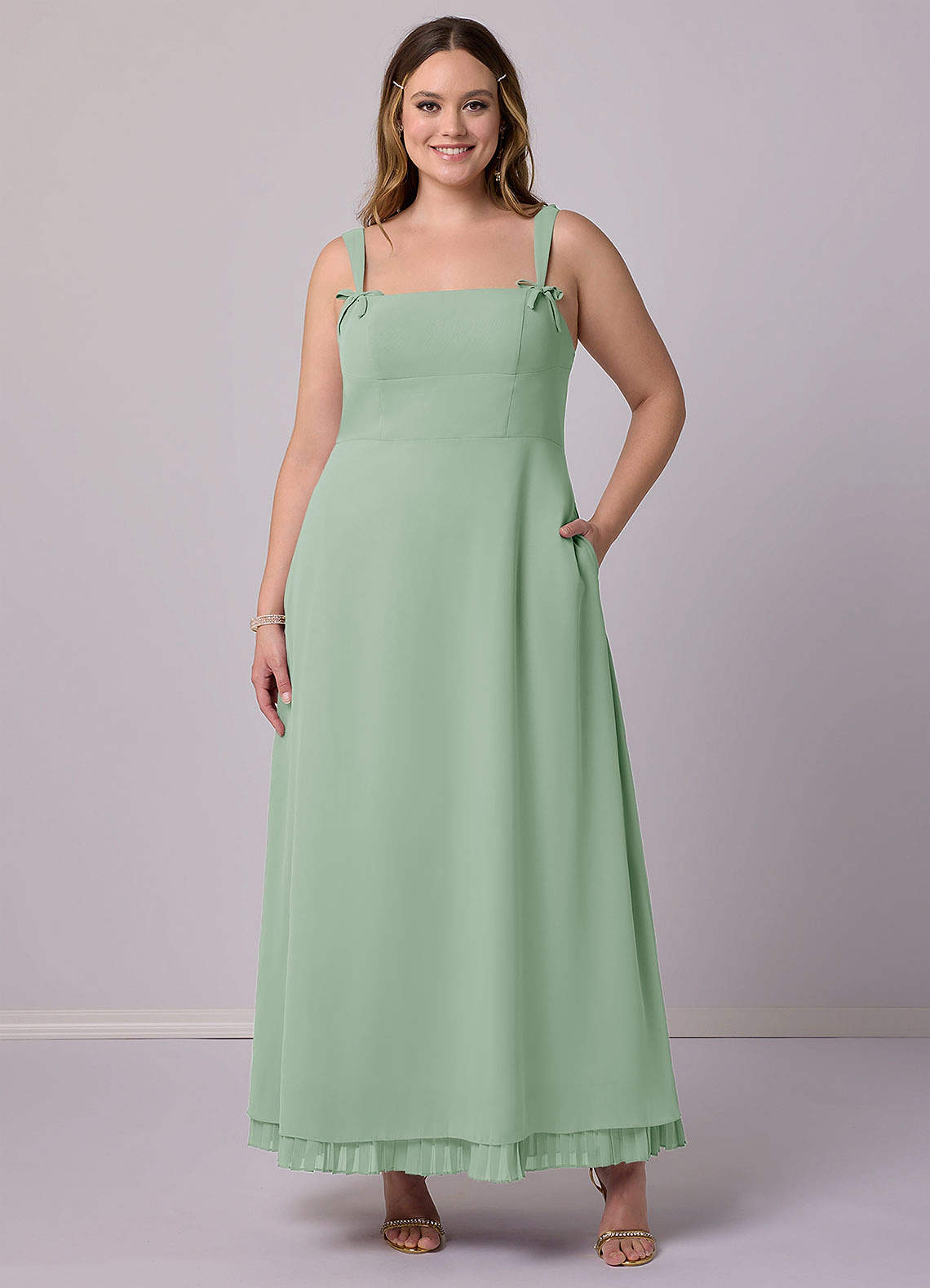Barbie ♥ Azazie Bridesmaid Dresses Agave A-Line Pleated Chiffon Dress image8