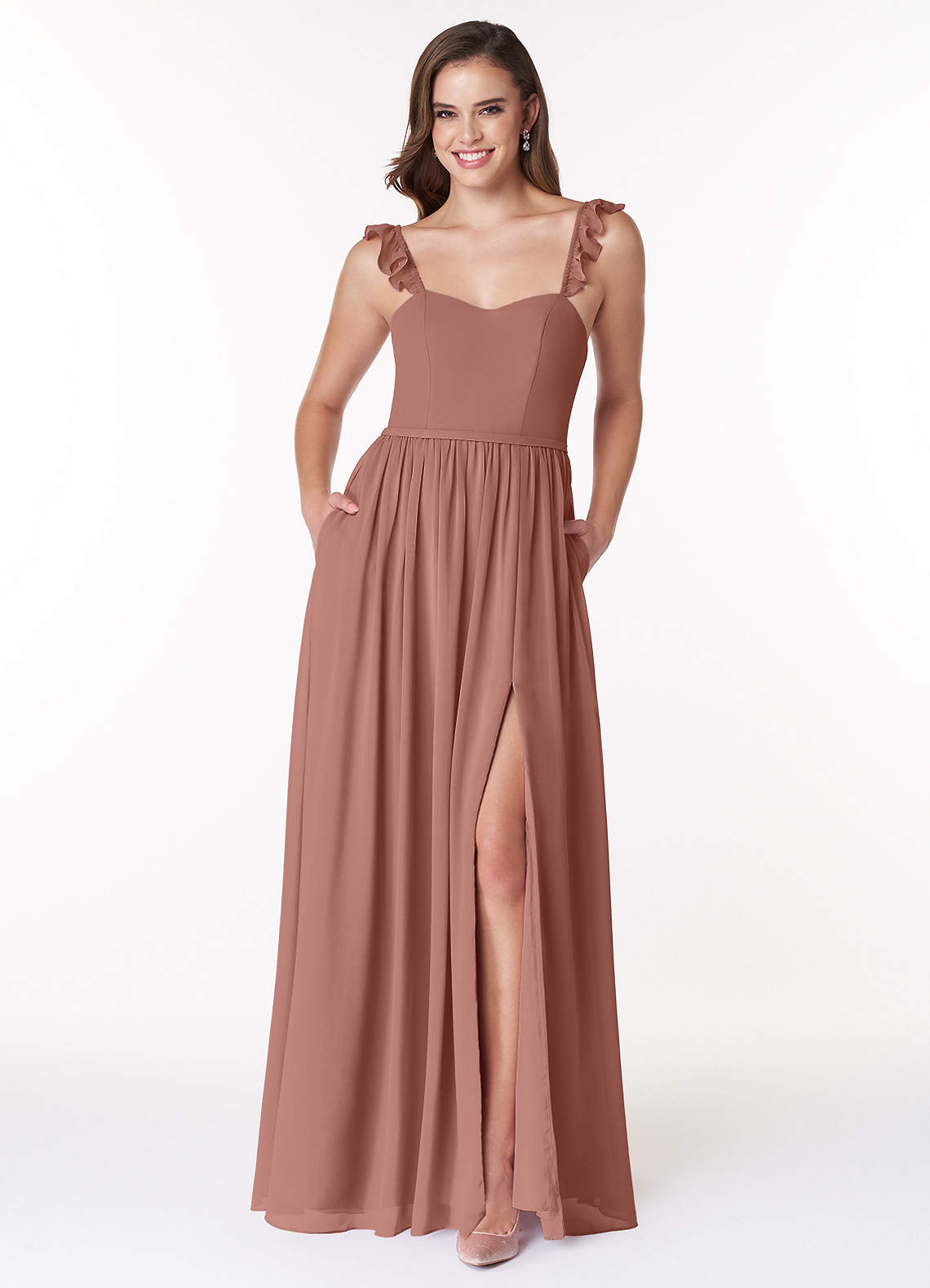 Azazie Metz Bridesmaid Dresses Cedar Rose A-Line Sweetheart Ruched Chiffon Dress image1