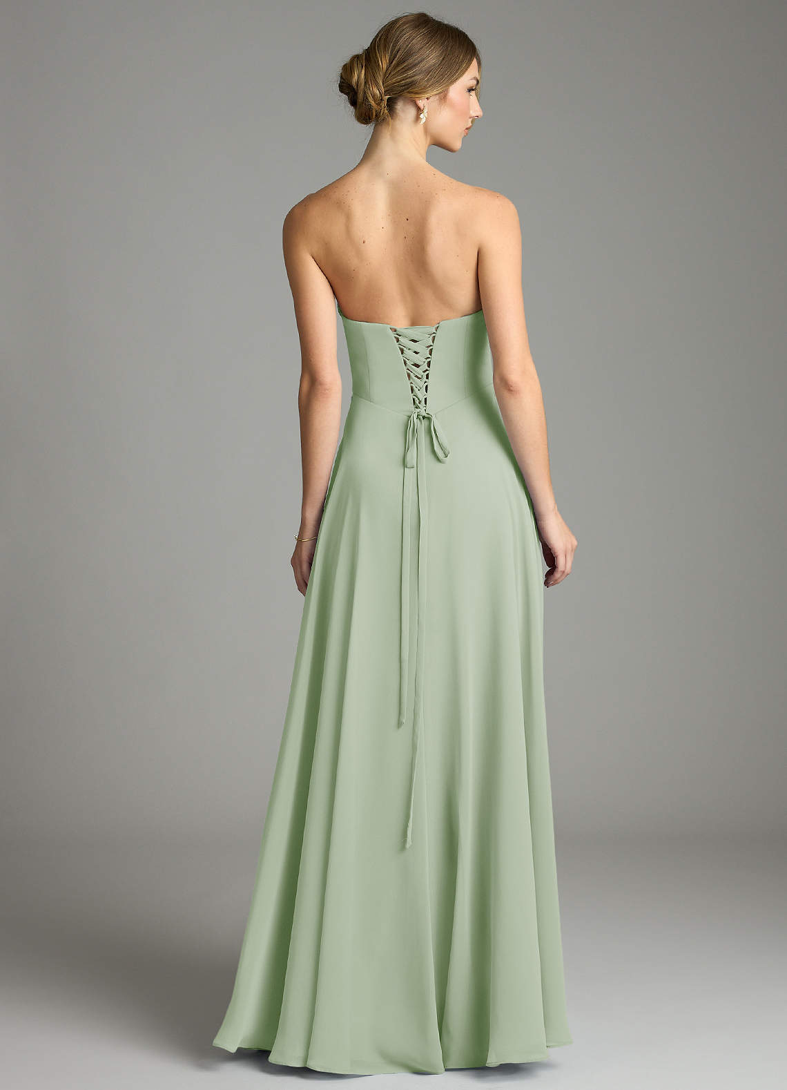 Azazie Ayla Abiti da Damigella Abito A-Line in Chiffon Scollo a Cuore Verde Salvia image3