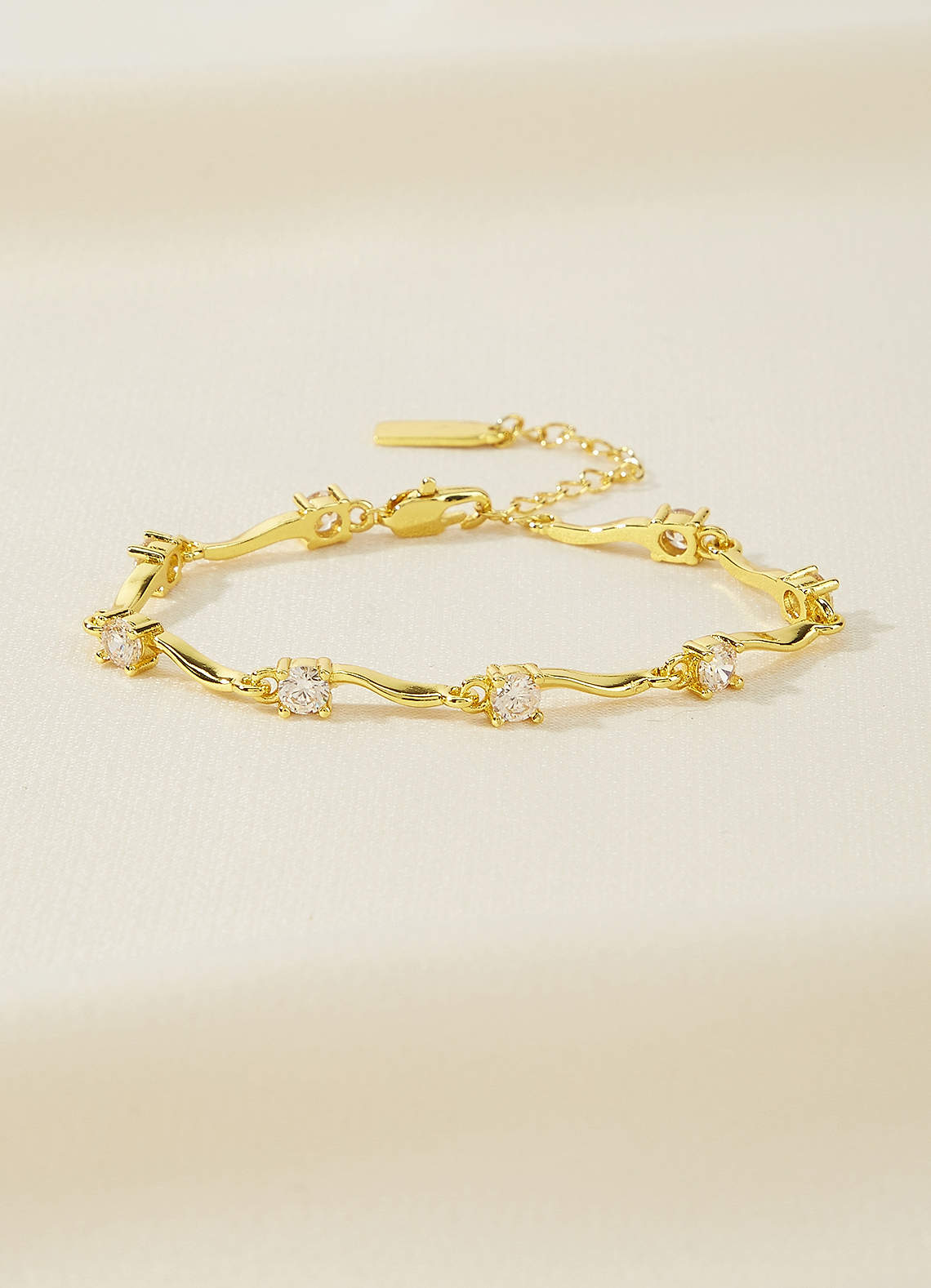 front Wavy Link and Crystal Bracelet