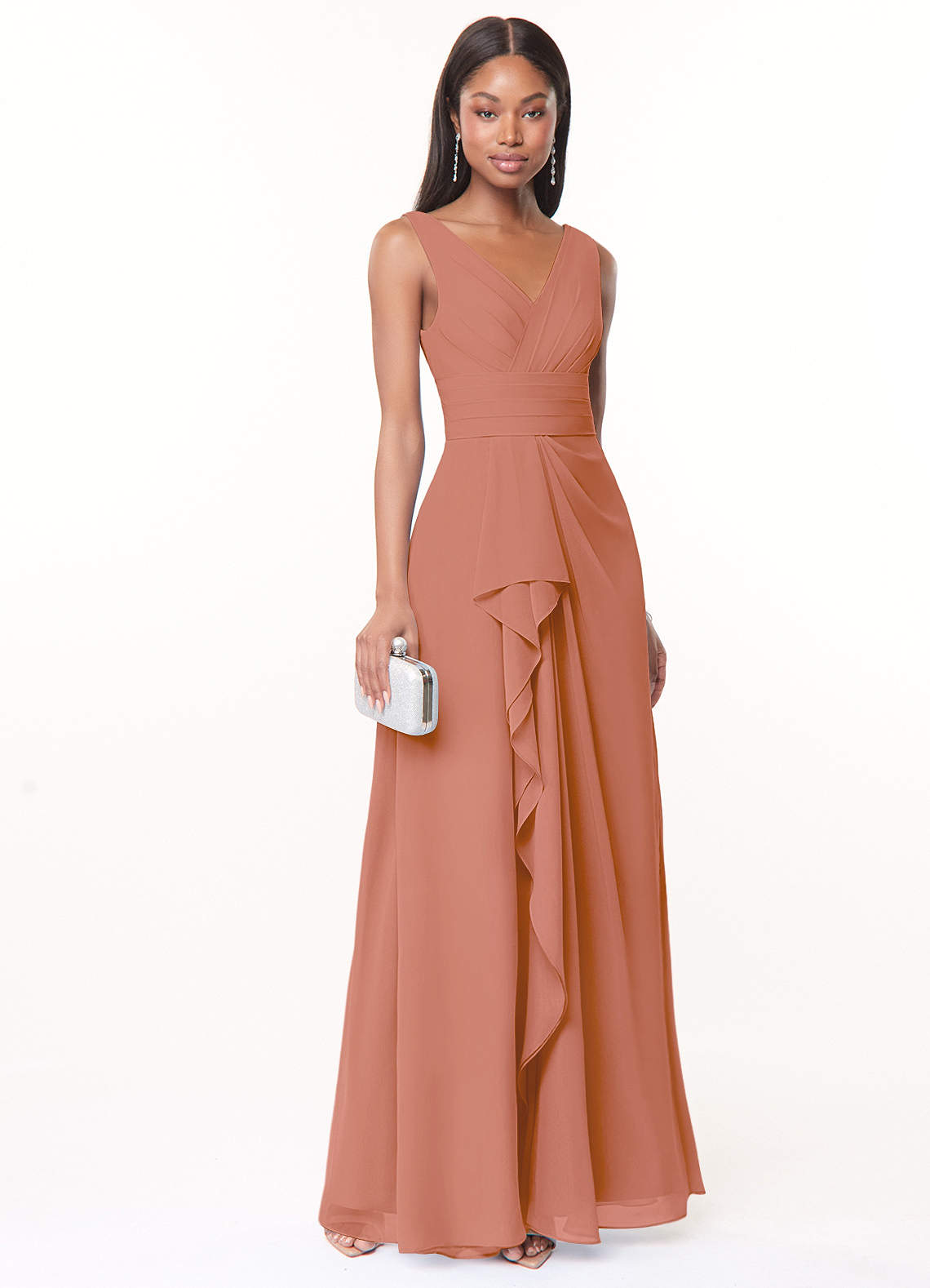 Azazie Julianna Bridesmaid Dresses MAI TAI A-Line Chiffon Dress image1