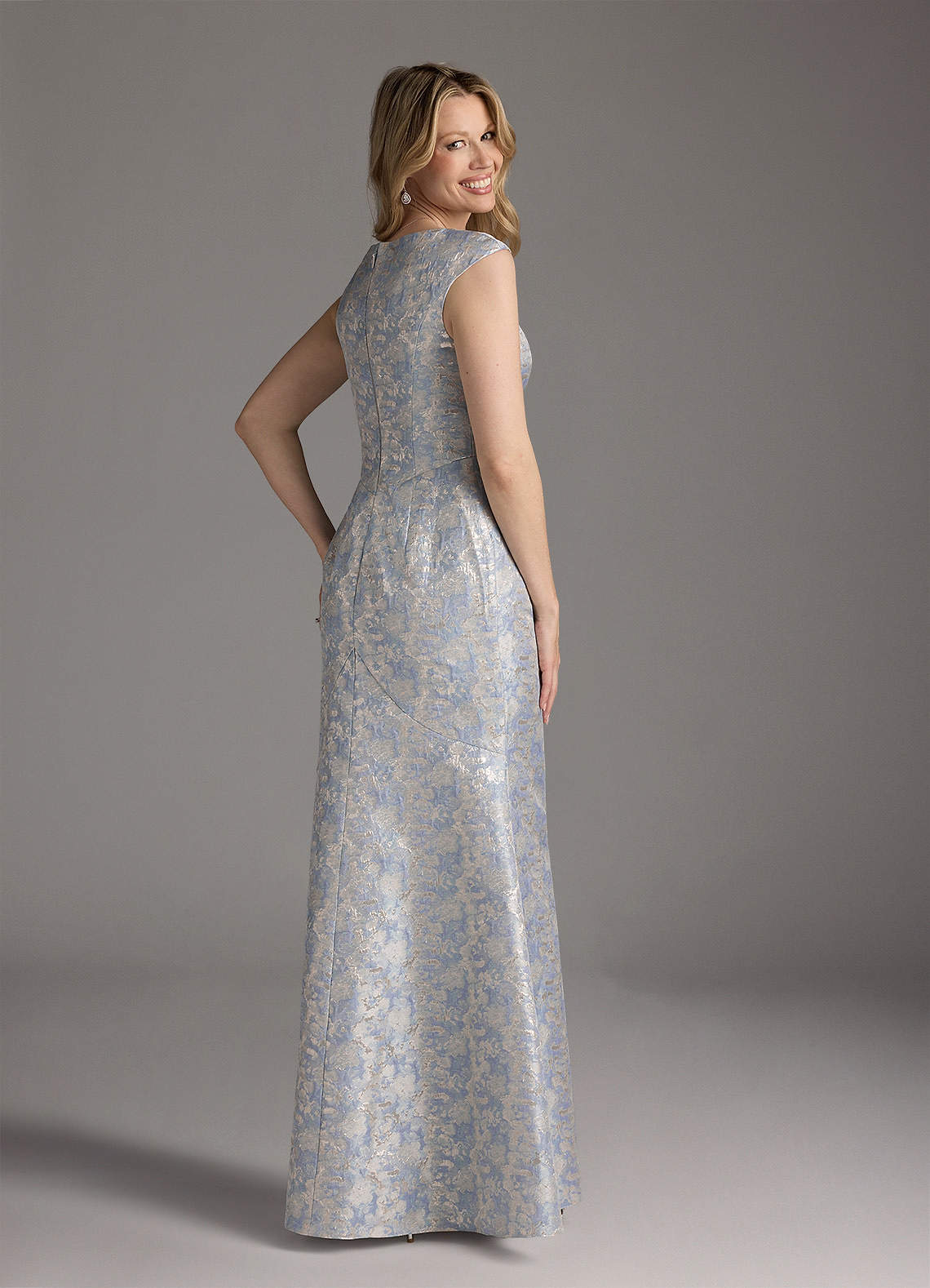Azazie Elanor Dusty Blue Mermaid Pleated Jacquard 1 Dress | Azazie