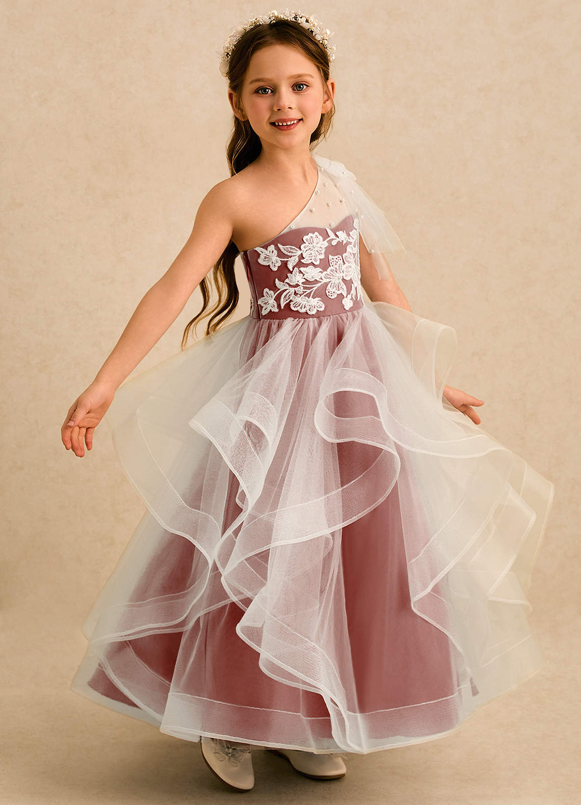 Azazie Zoey Terracotta Ball-Gown Lace Tulle Dress | Azazie