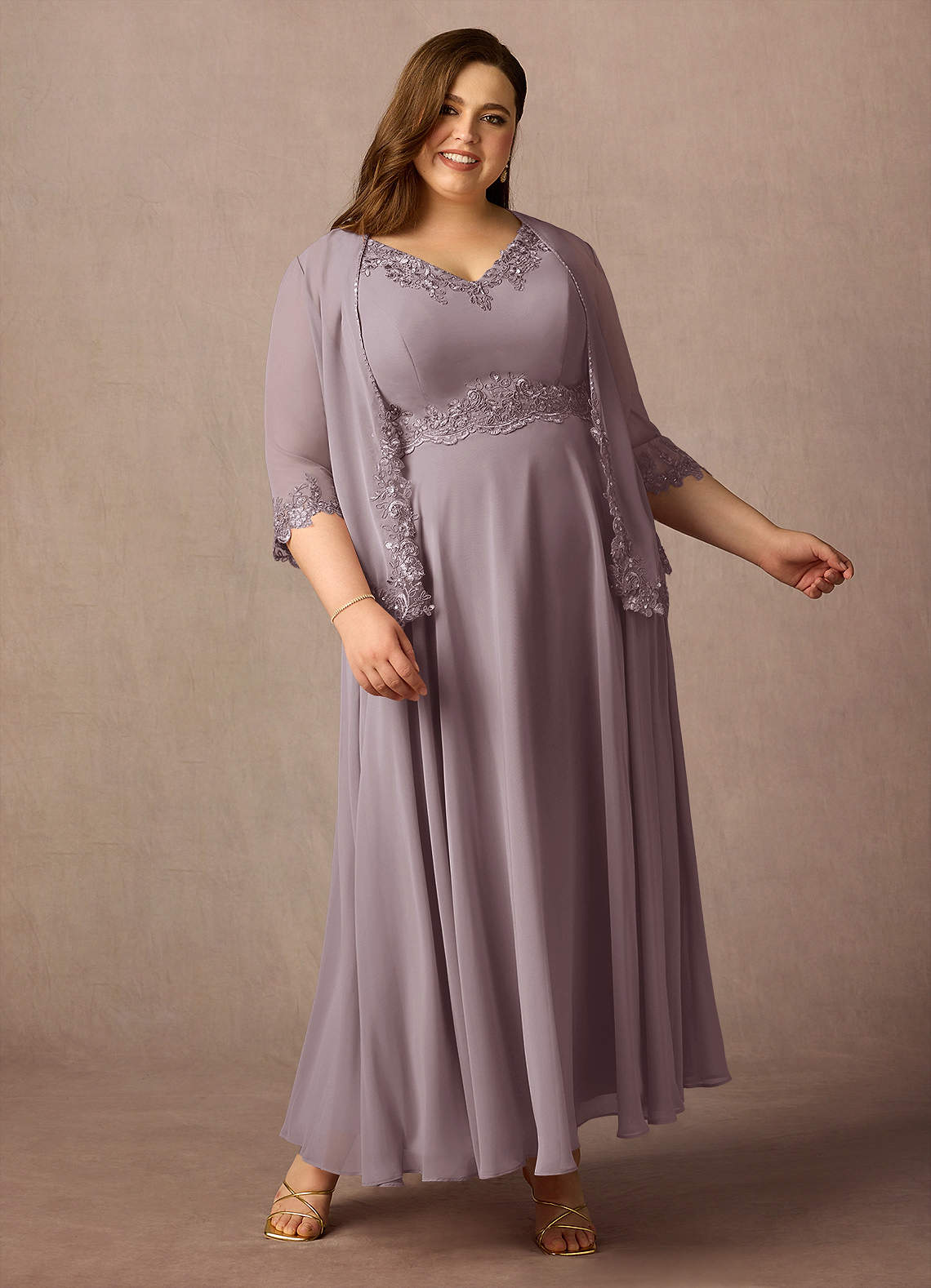 Azazie Devana Abiti per la Madre della Sposa Abito A-Line in Chiffon Lustrini Dusk image2