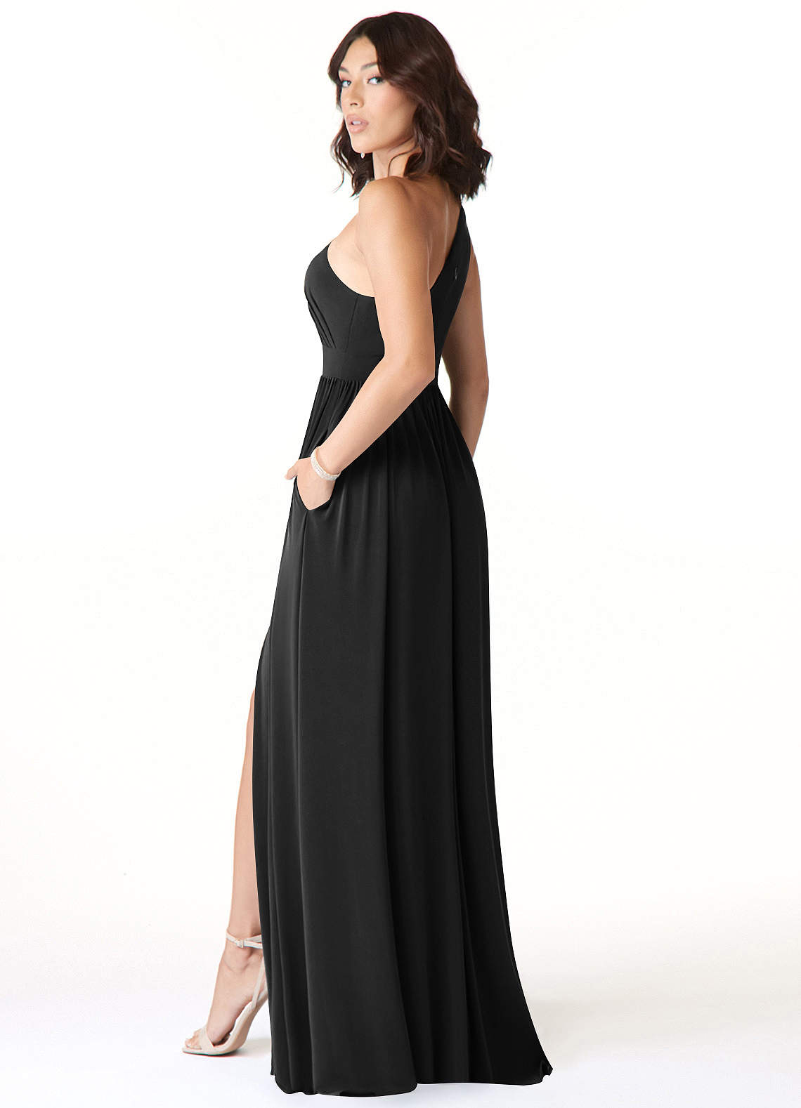 big pink bridesmaid dresses Black Satin Bandeau Arden Maxi Dress main image 1