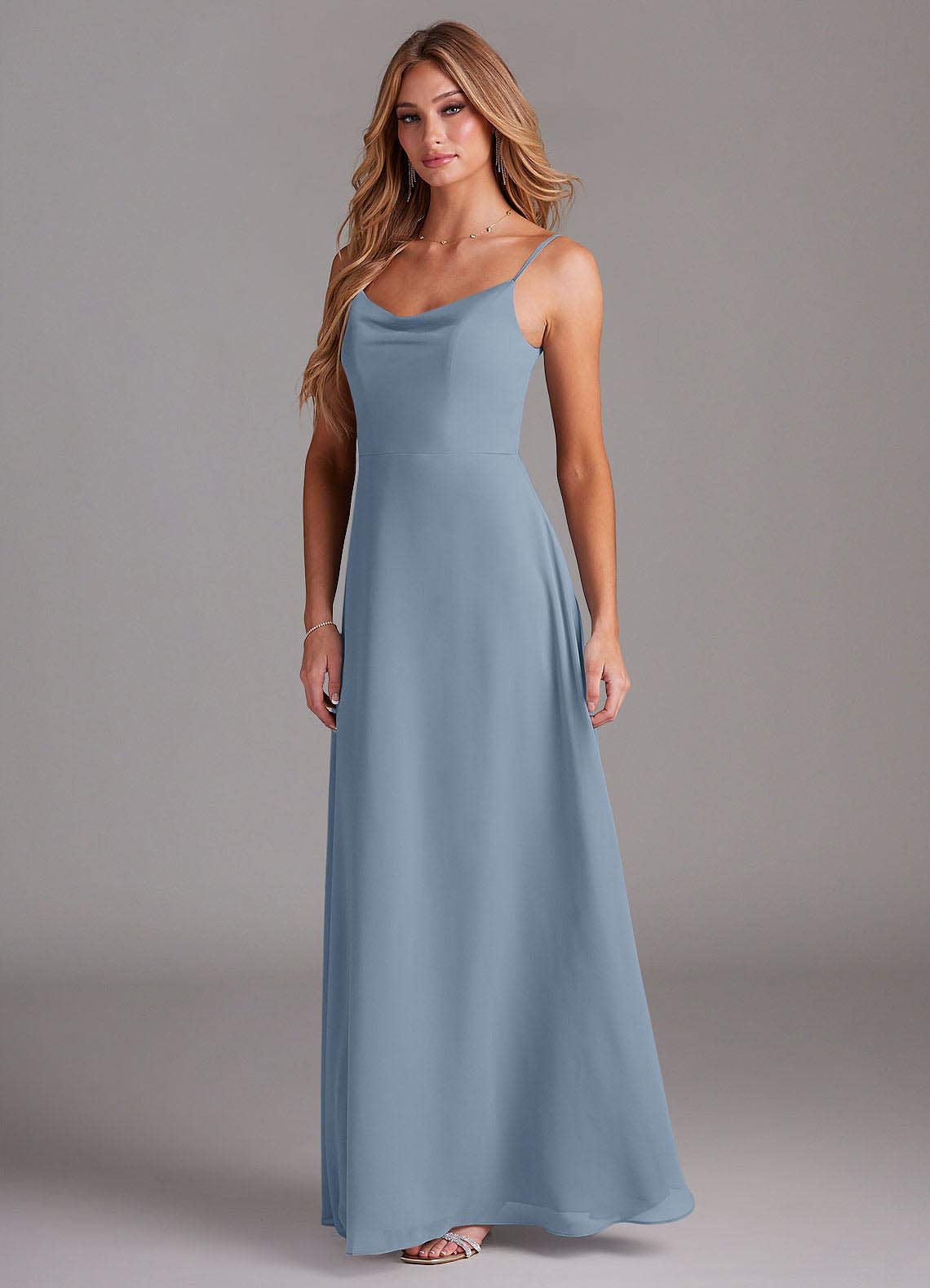 Azazie Daenerys Dusty Blue Chiffon Bridesmaid Dresses | Azazie