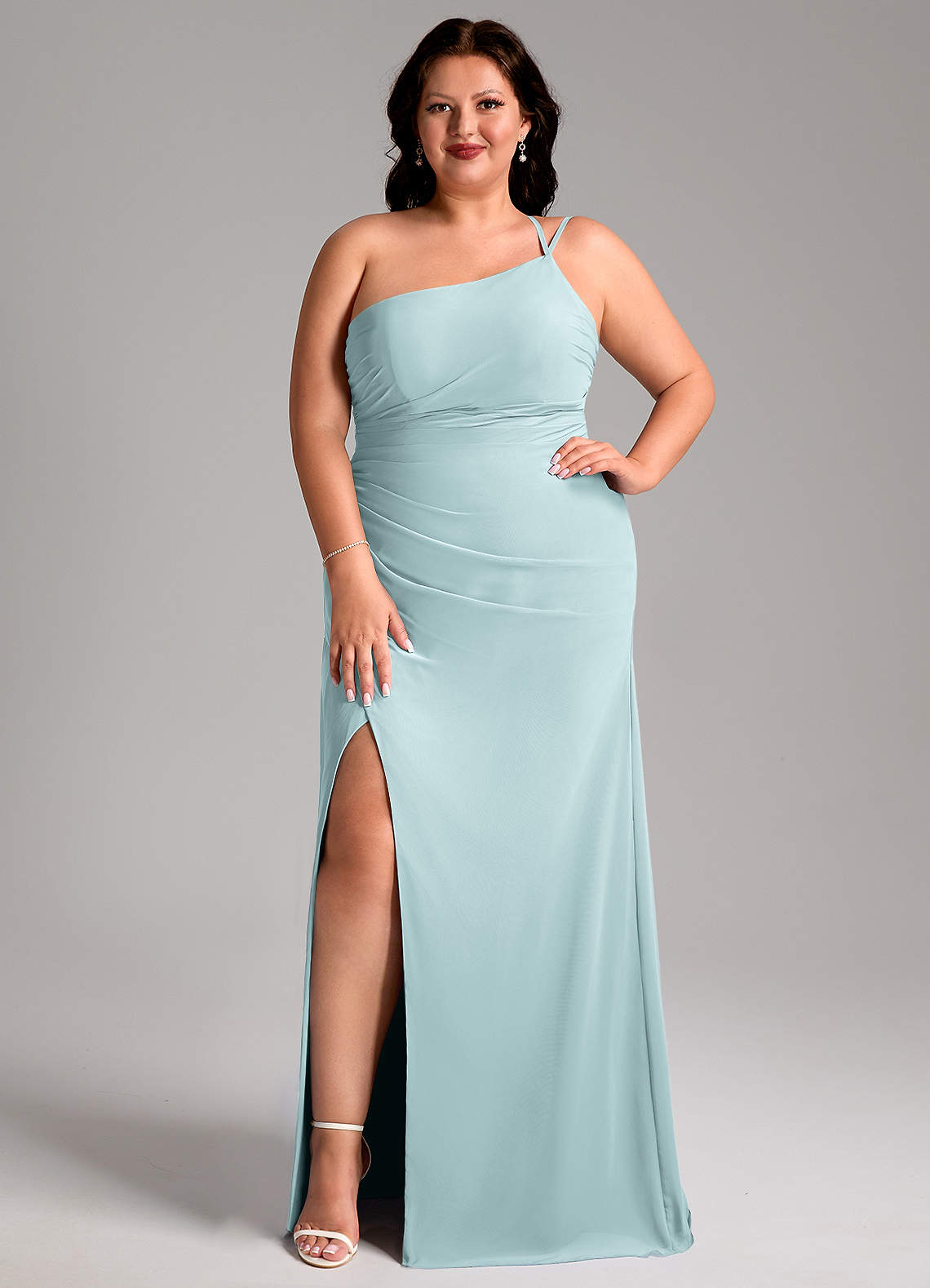 Azazie Eren Jurken voor bruidsmeisjes Jurk van Chiffon met Kolom One-Shoulder De Nevel image1