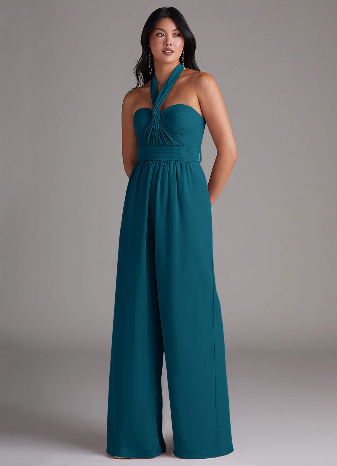 red satin bridesmaid dresses Chiffon Turquoise Bridesmaid Dresses Floor Length Long Mismatched Dress US18W / Same as Picture / A main image 0