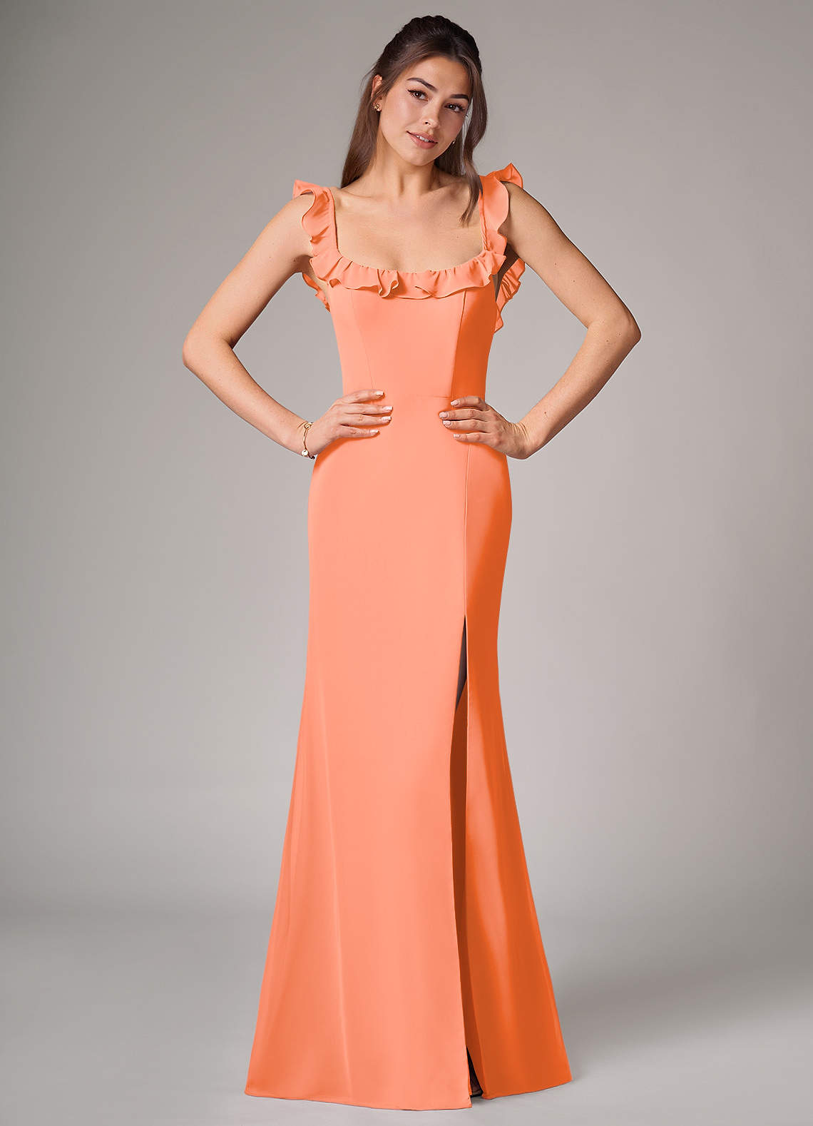 Azazie Callie Bridesmaid Dresses Sunset Mermaid Side Slit Chiffon Convertible Dress image1