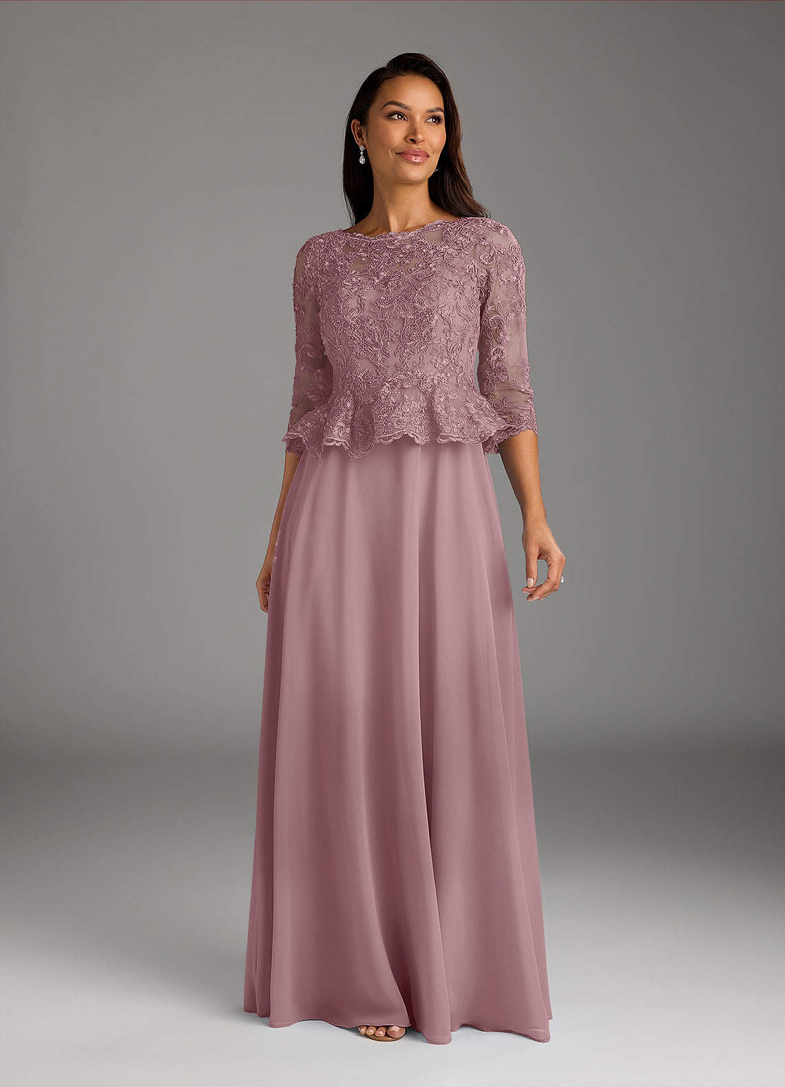Azazie Averie Mother of the Bride Dresses Dusty Rose A-Line Boatneck Sequins Chiffon Dress image2