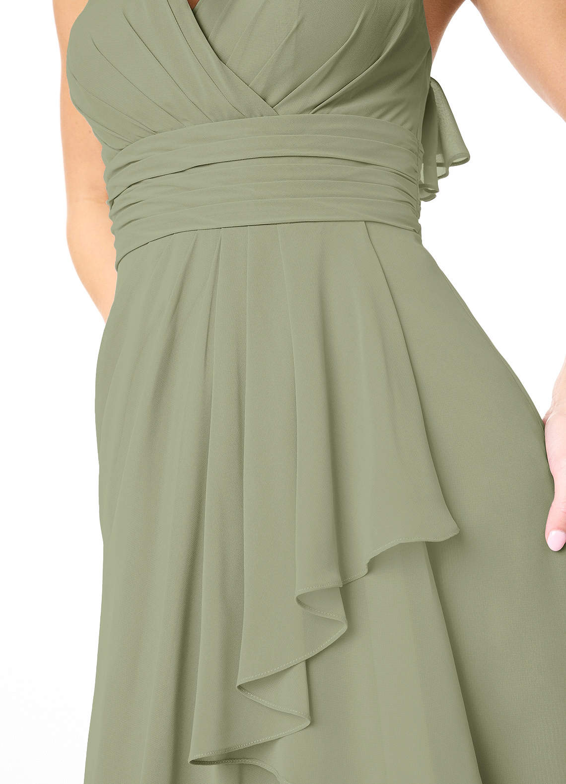 Strapless Ruffled Sheath Bridesmaid Dress in Pale Pistachio