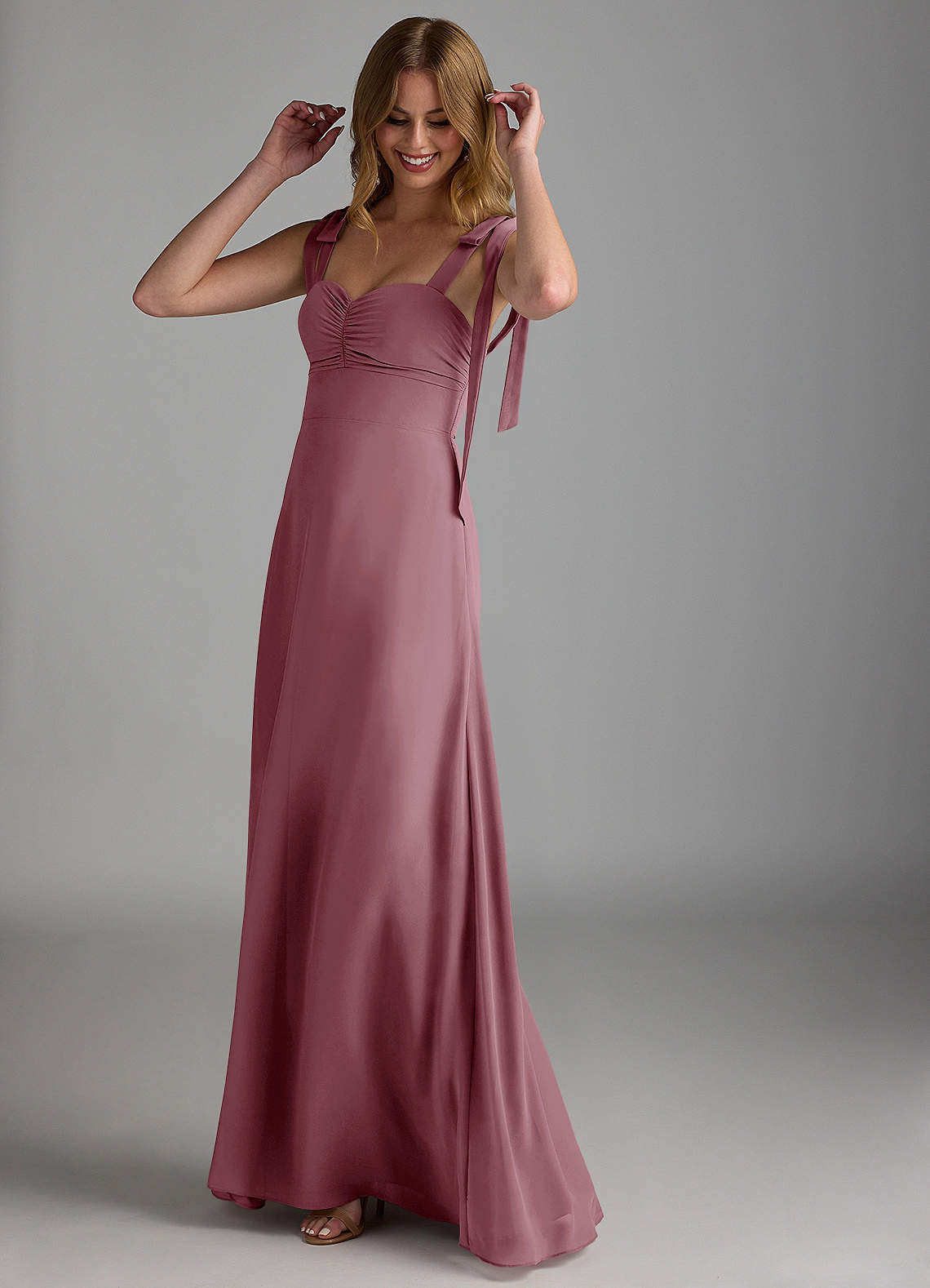 white christmas dresses Beaded V-Neck Split Bridesmaid Dresses Chiffon – Lisposa main image 0