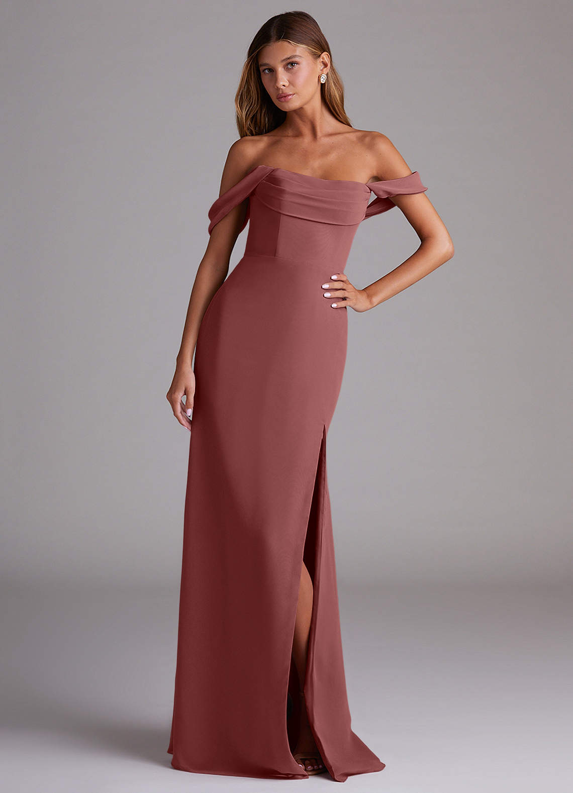 Azazie Saige Bridesmaid Dresses Amethyst A-Line Off the Shoulder Chiffon Convertible Dress image3