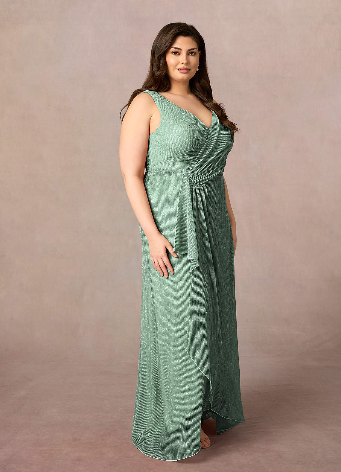 Azazie Tuscon Mother of the Bride Dresses Aquamarine A-Line Ruched Metallic Mesh Dress image1