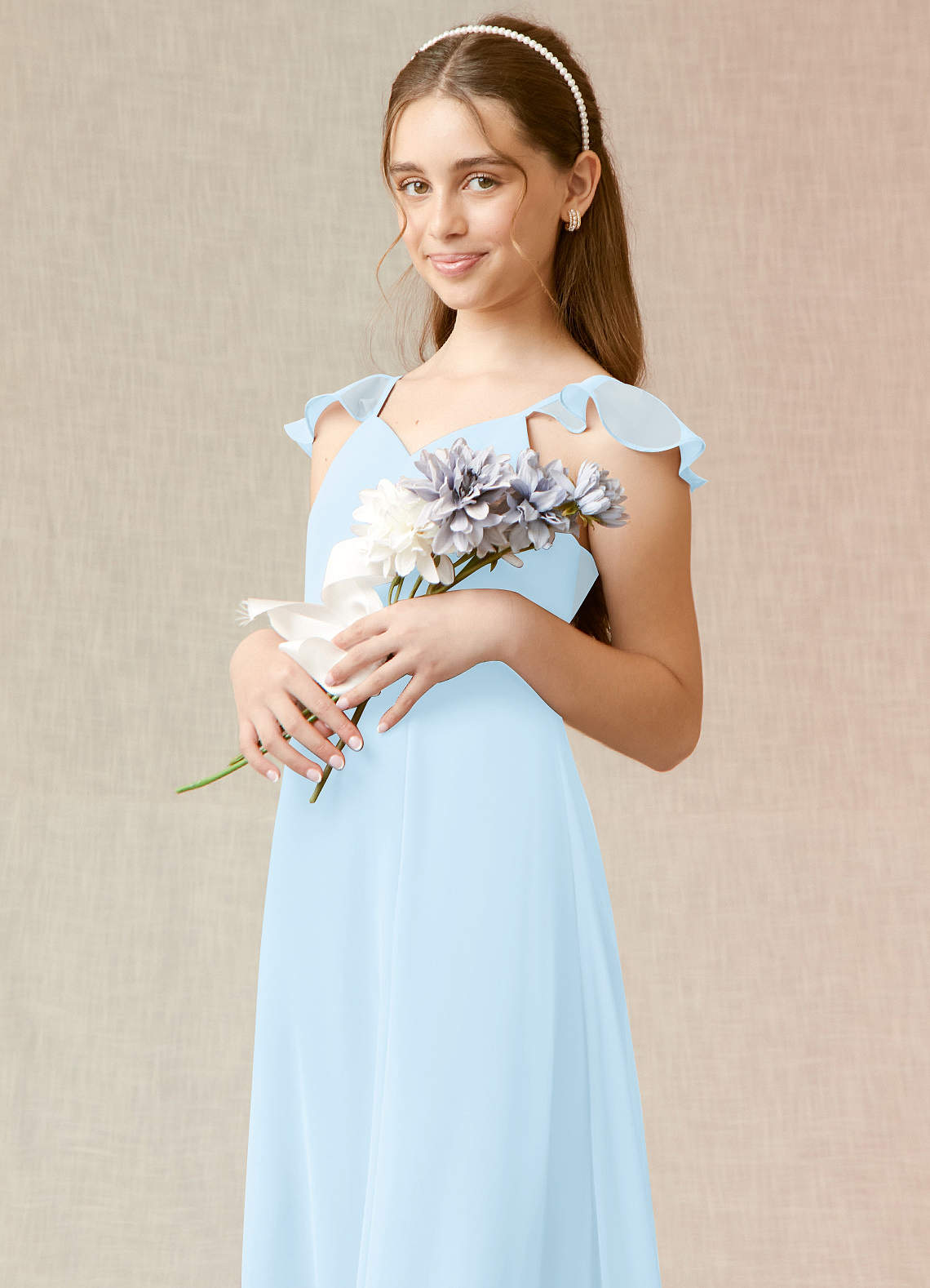 Azazie Everett Junior Sky Blue A-Line Chiffon Dress image5