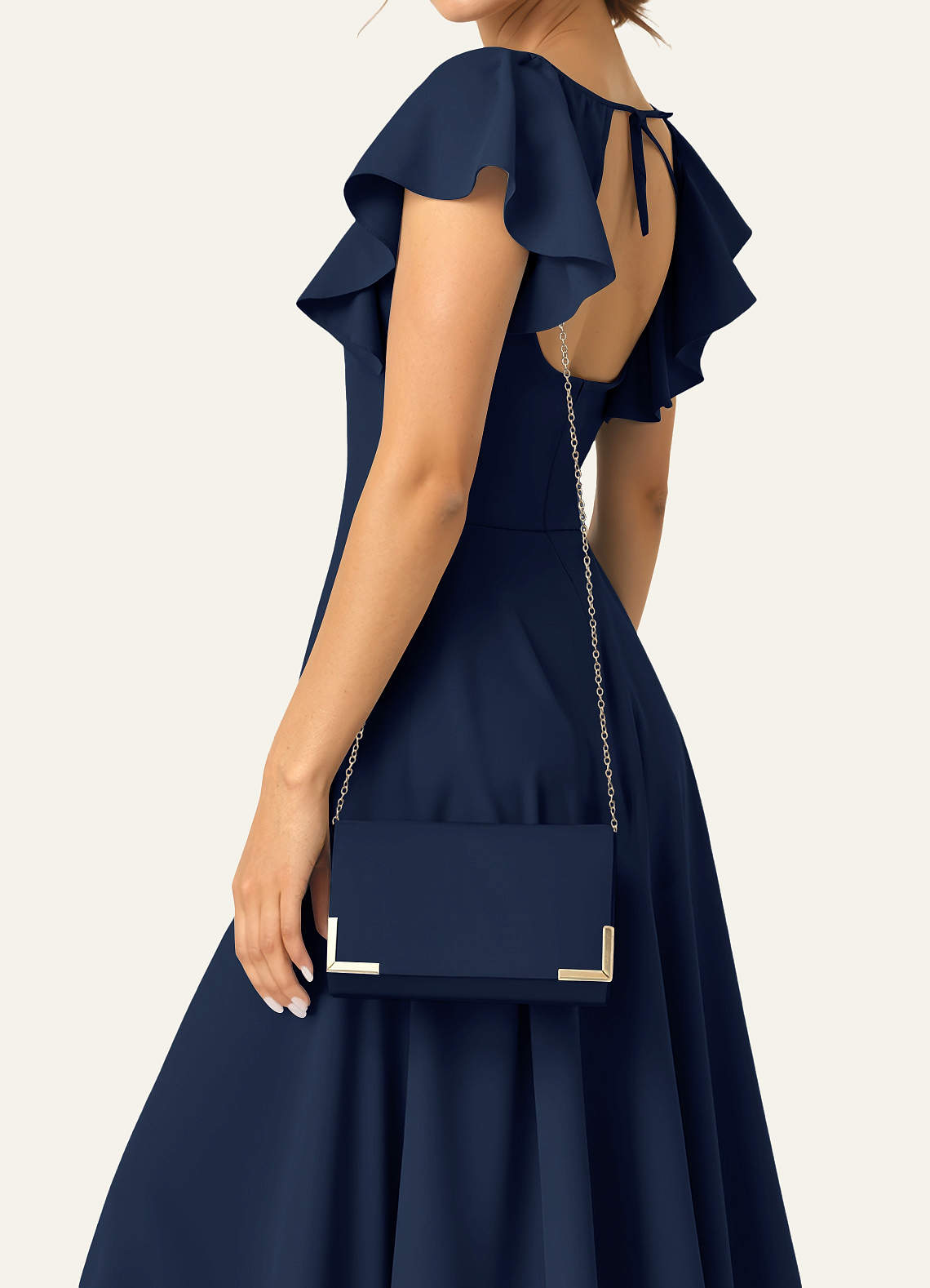 front Matching Color Matte Satin Envelope Clutch Bag