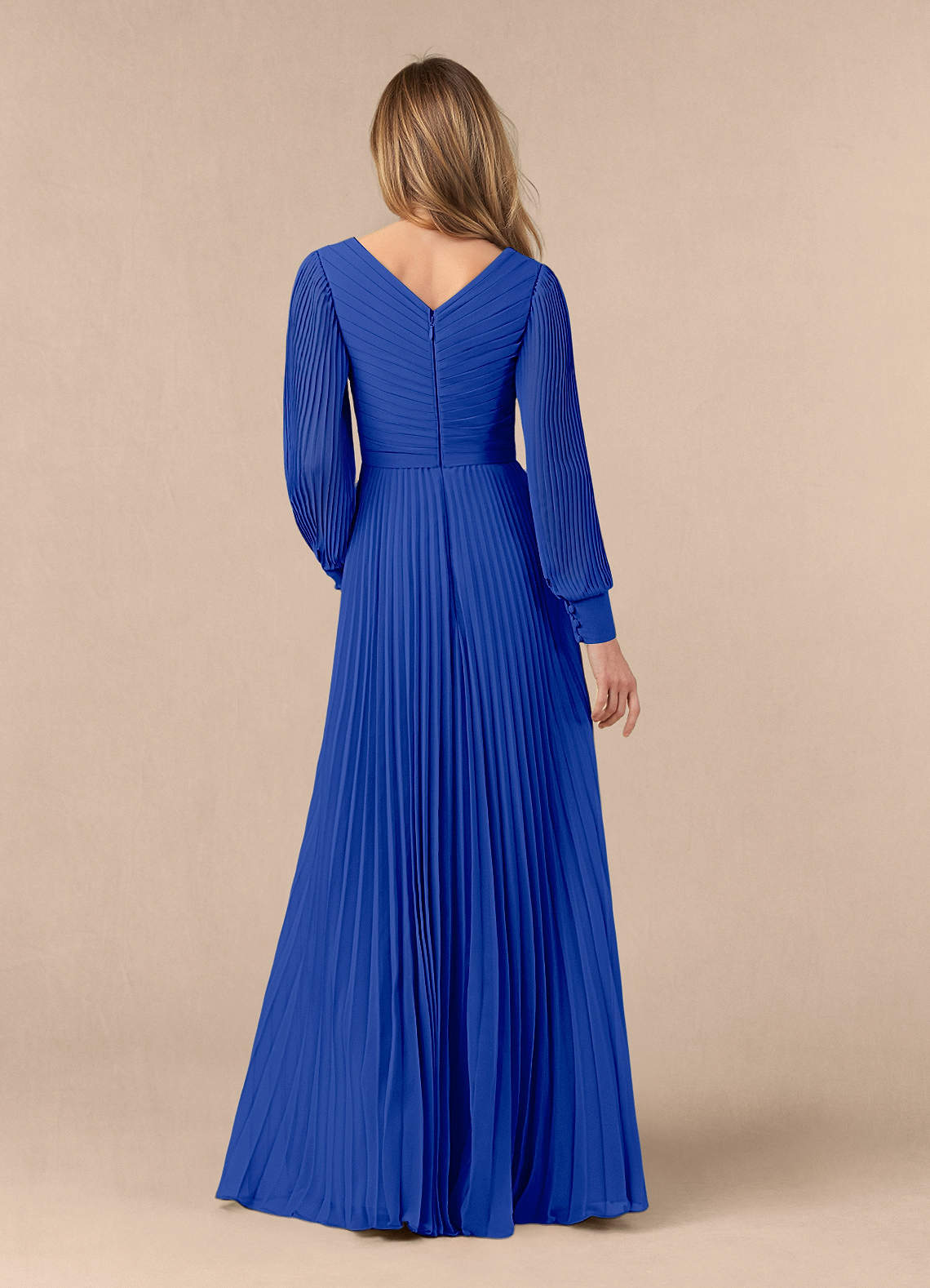 Azazie Zina Mother of the Bride Dresses Royal Blue A-Line Pleated Chiffon Dress image3