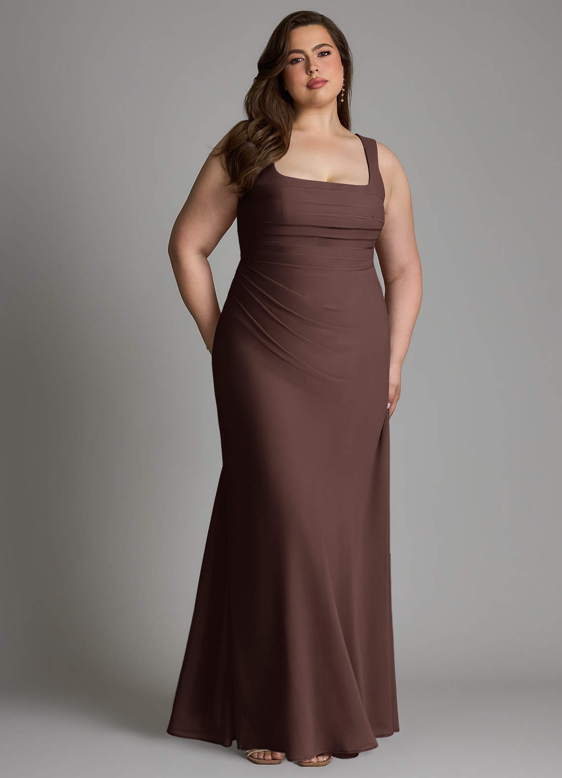 Azazie Agustina Bridesmaid Dresses Ganache Mermaid Corset Chiffon Dress image11
