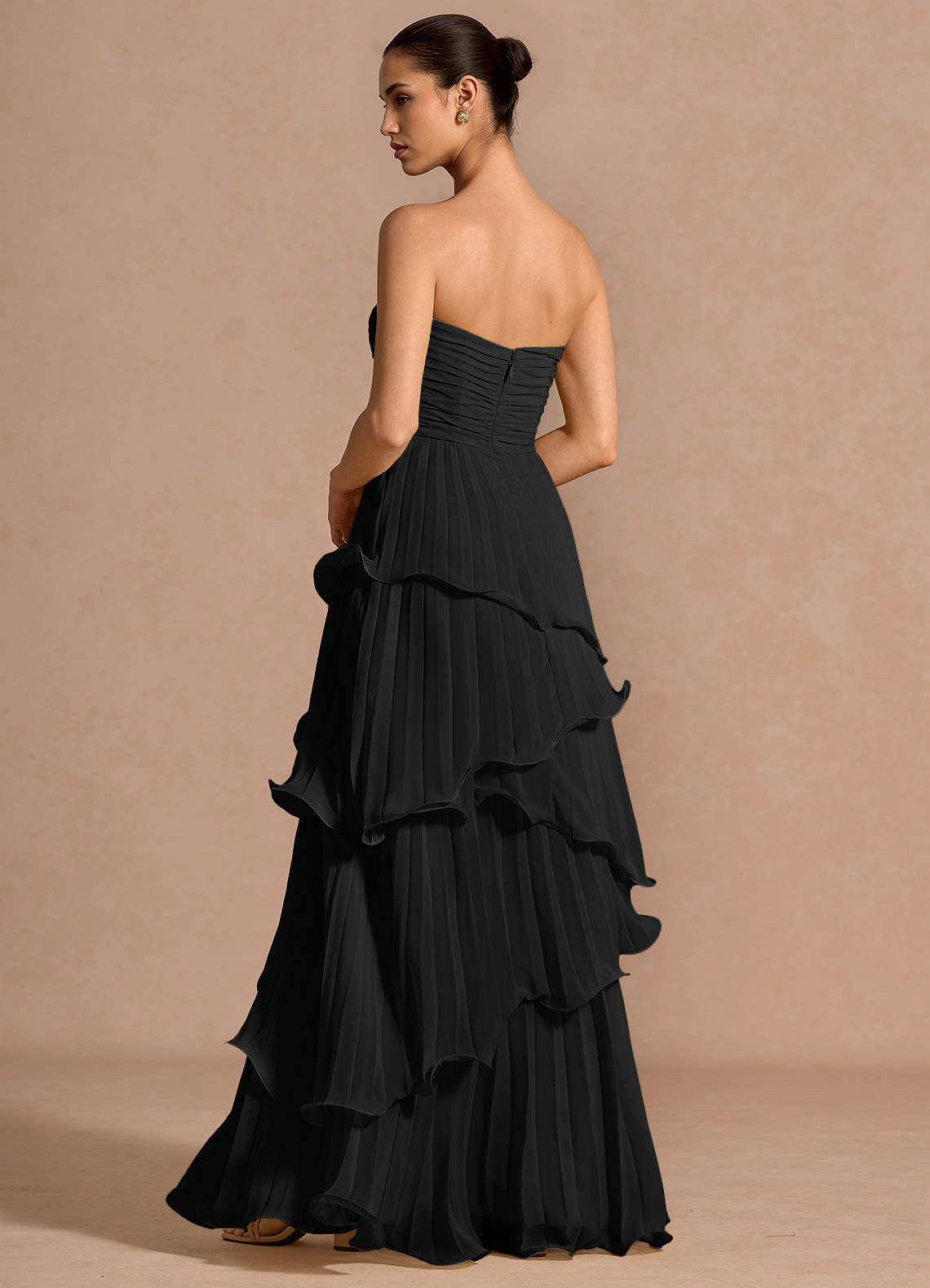 chiffon layered wedding dress Simple Wedding Dresses Two Piece Wedding Dress with Layered Tulle Skirt AWD2001