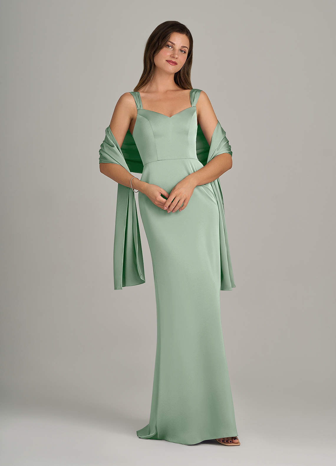 front Azazie Matching Color Ireland Stretch Satin Shawl