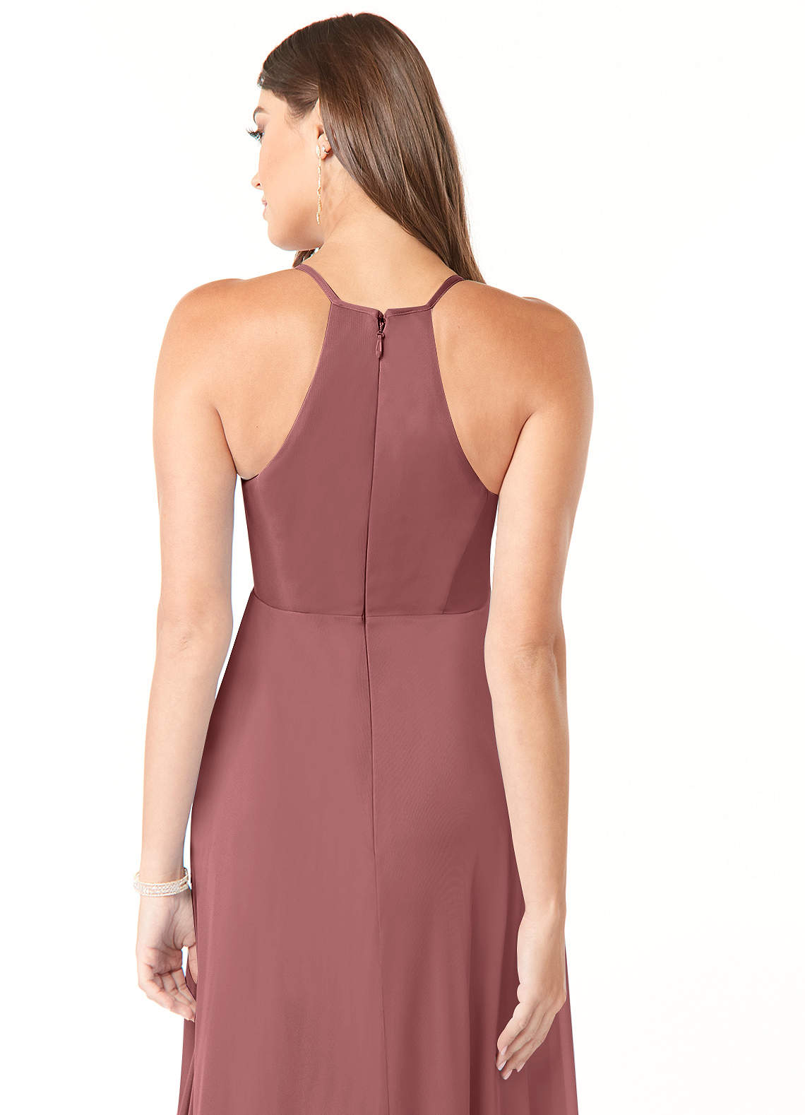 Azazie Annabelle Maternity Bridesmaid Dresses A-Line V-Neck Pleated Mesh Floor-Length Dress image2