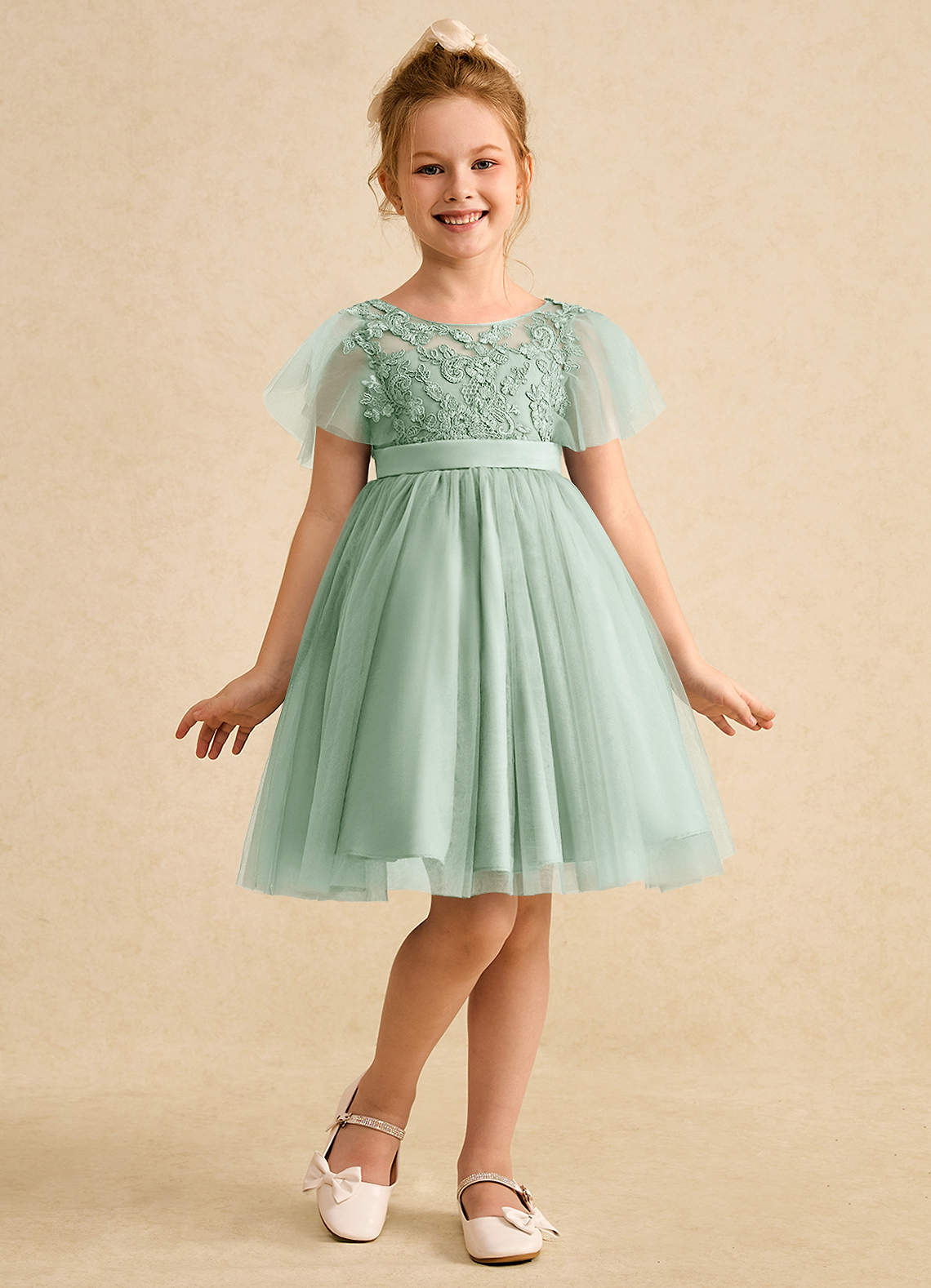 Azazie Queenie Flower Girl Klänningar Klä A-Linje i Spets image2