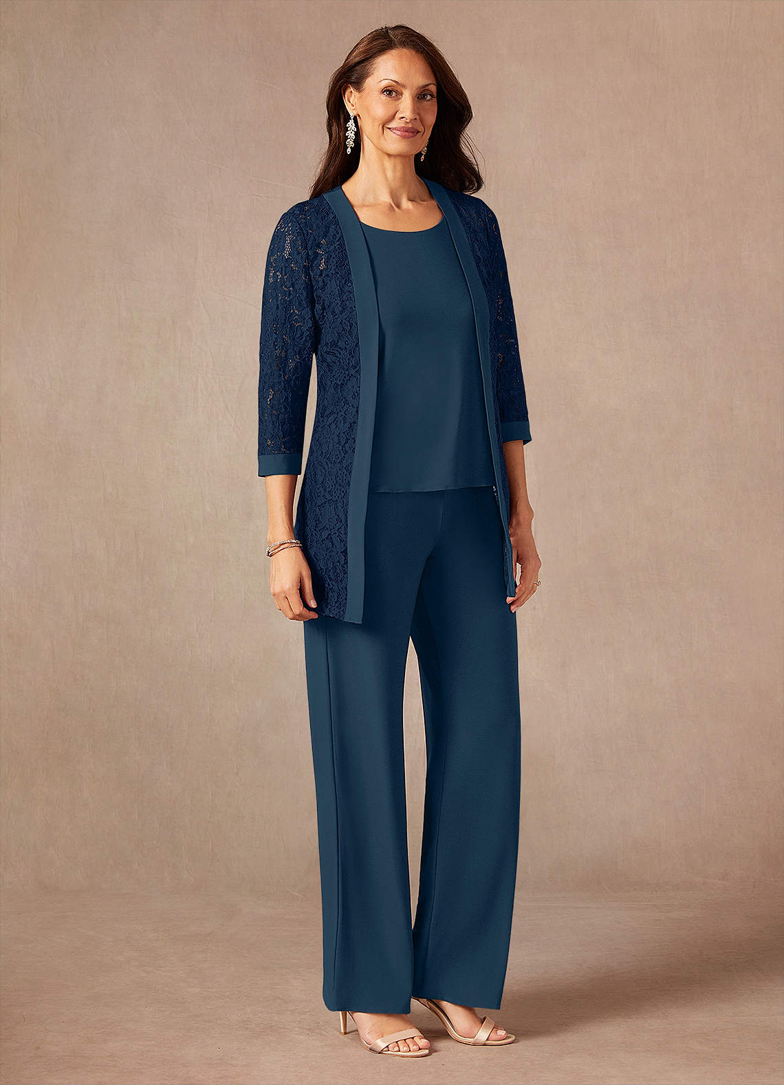 Azazie Mamrie Mother of the Bride Dresses Dark Navy Neptune Jumpsuit/Pantsuit Lace Dress image4