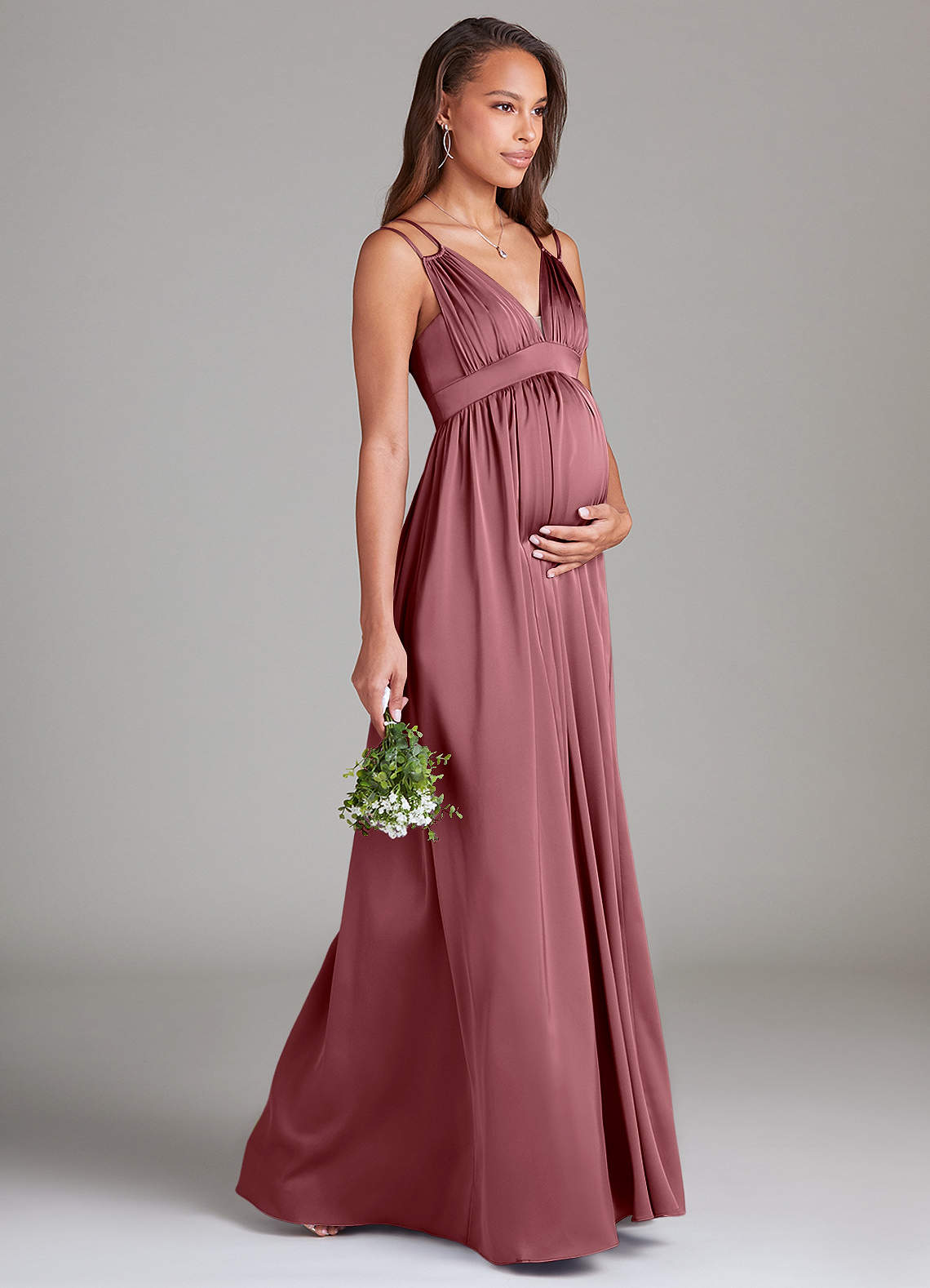 open lace back dress Long Formal Maternity Dresses See Through Back Simple Blush Bridesmaid –  SheerGirl main image 1